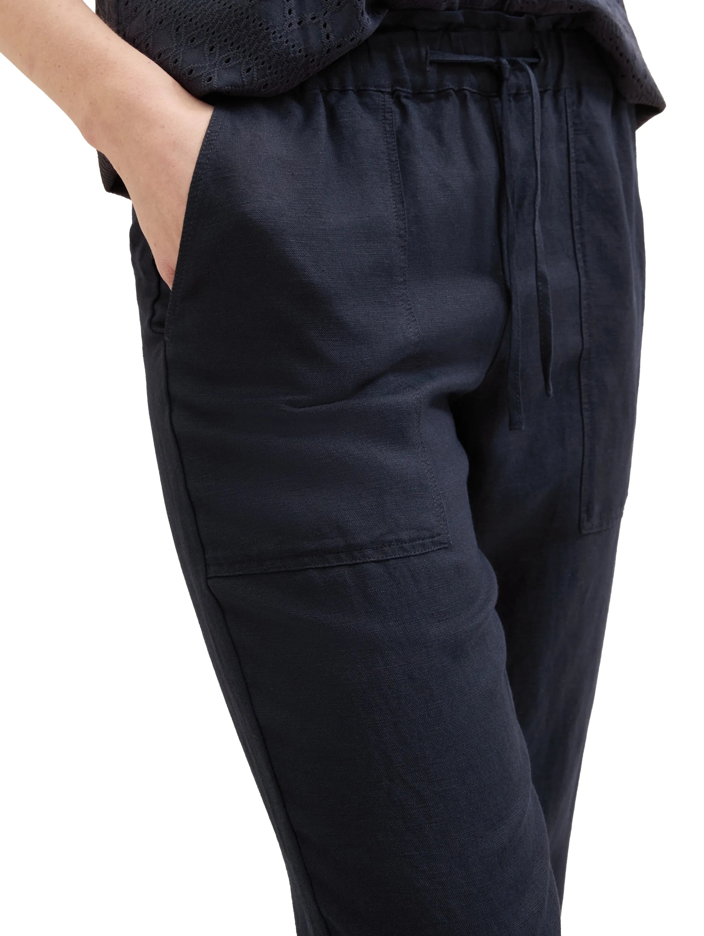 Tom Tailor Sky Captain Blue Women Loose Trousers with Linen SKU: 1041914_10668 Image 05
