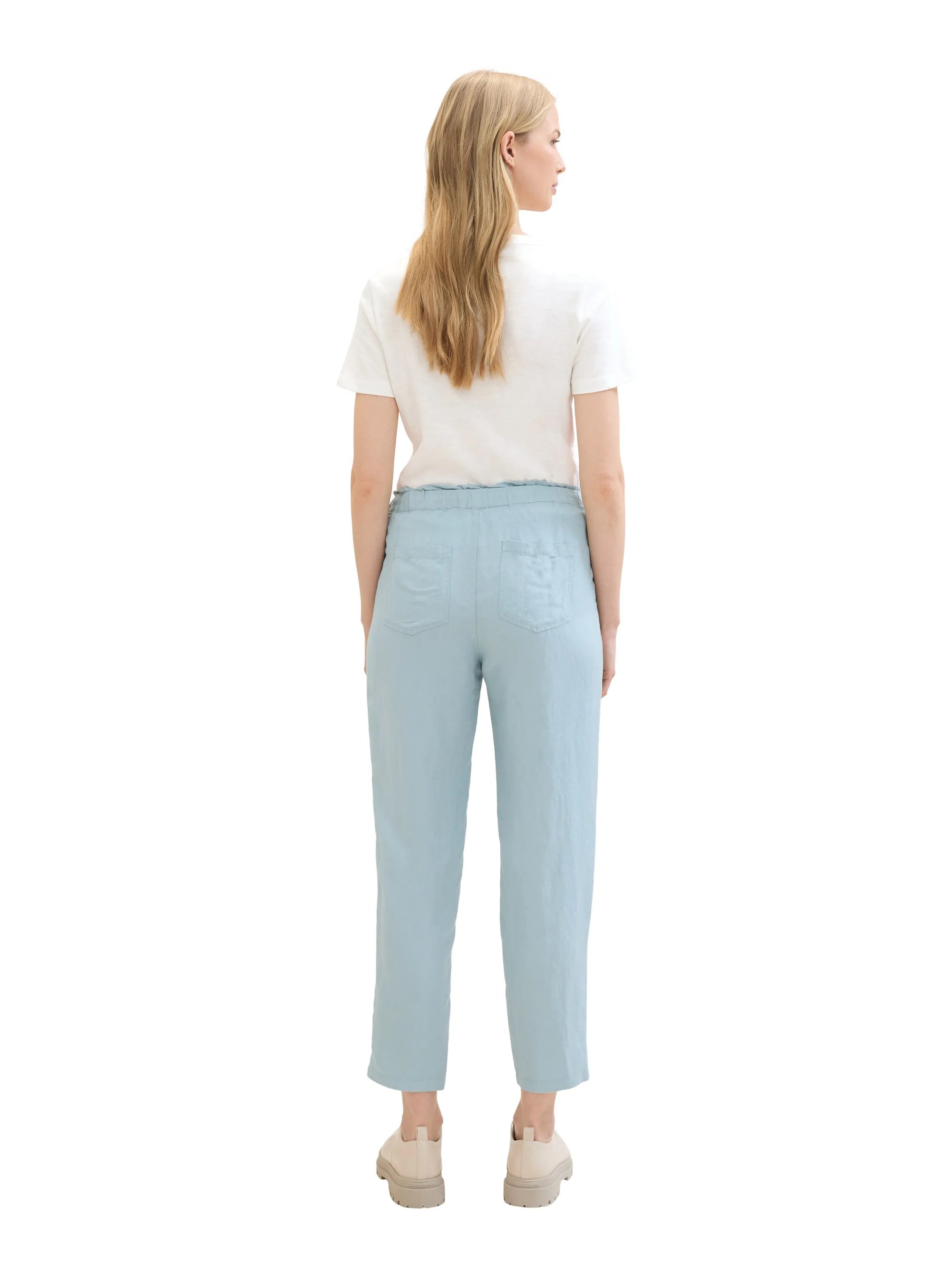 Tom Tailor Dusty Mint Blue Women Loose Trousers with Linen SKU: 1041914_30463 Image 04