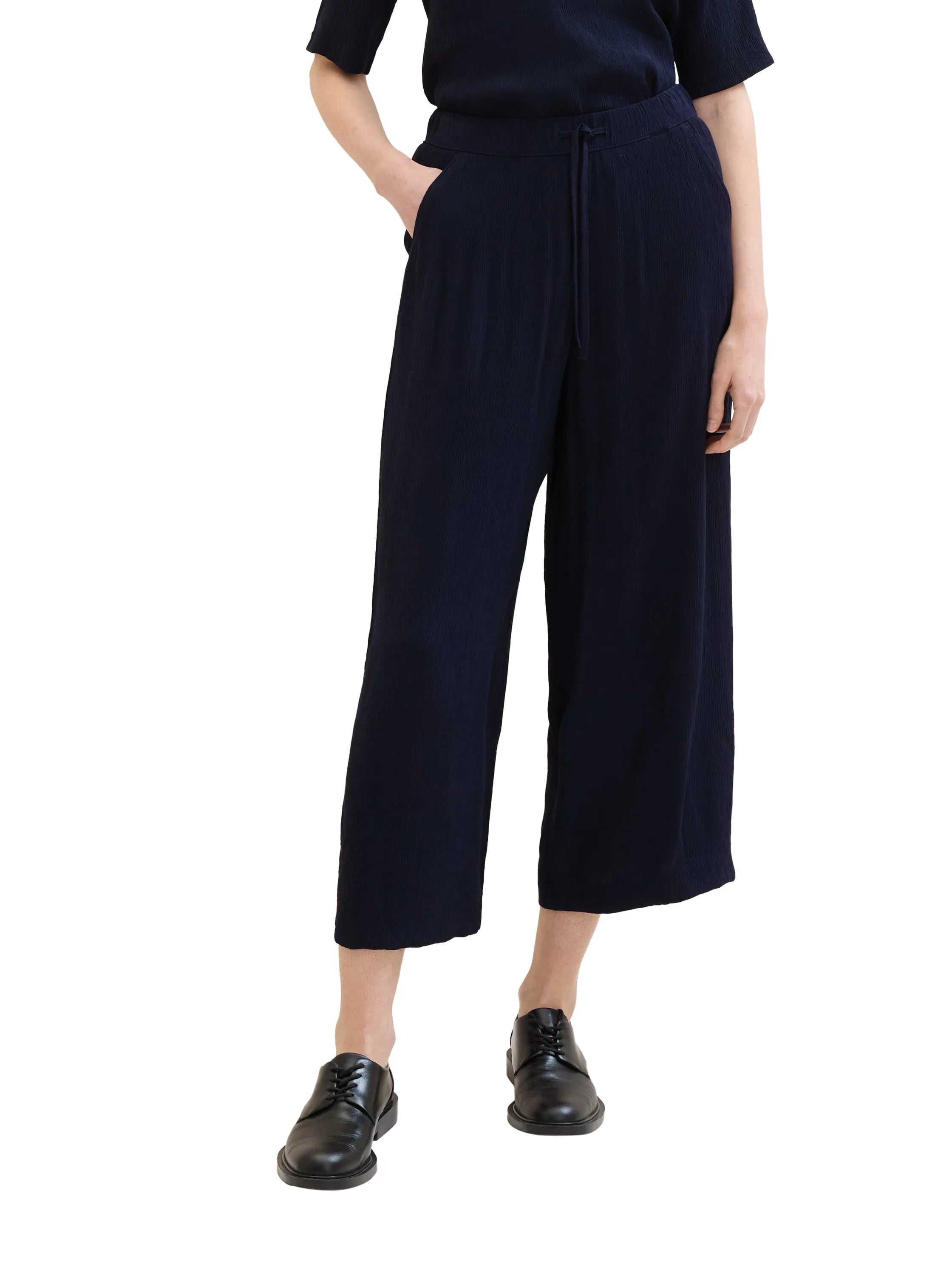 Tom Tailor Sky Captain Blue Women Cropped Culotte Trousers SKU: 1041917_10668 Image 01