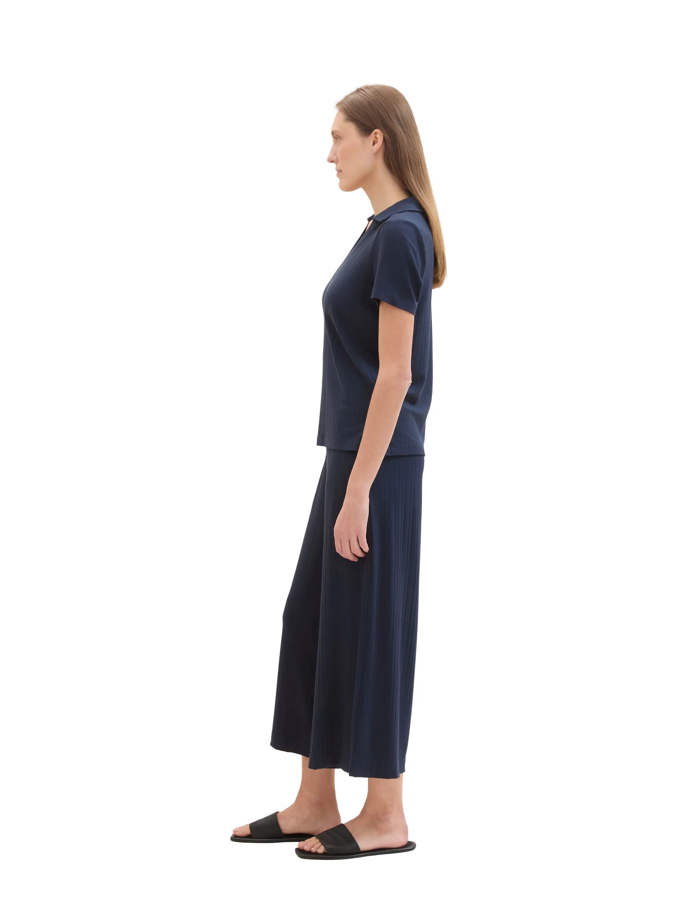 Tom Tailor Sky Captain Blue Women Jersey Culotte Trousers SKU: 1041921_10668 Image 02