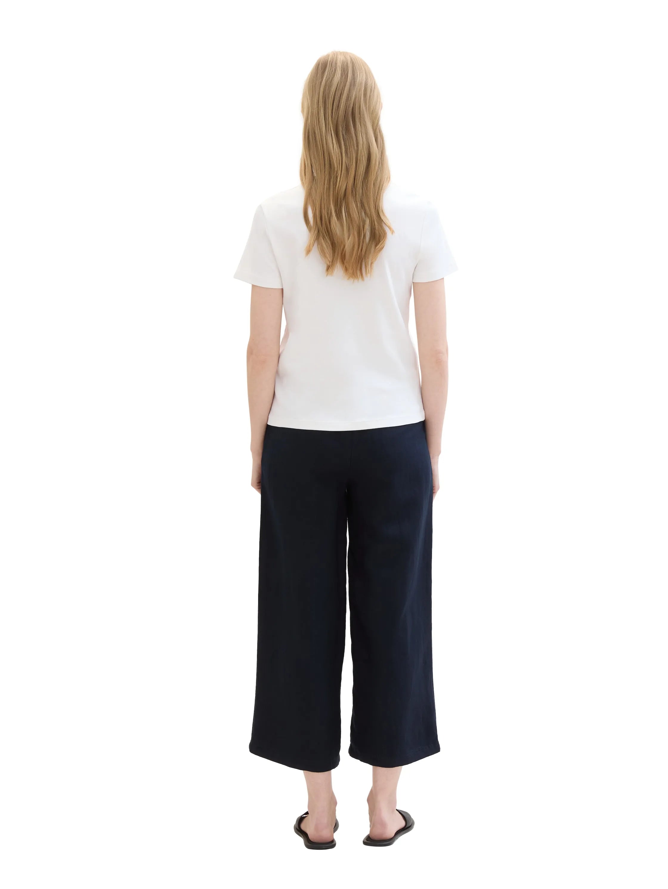 Tom Tailor Sky Captain Blue Women Culotte Trousers with Linen SKU: 1041923_10668 Image 04