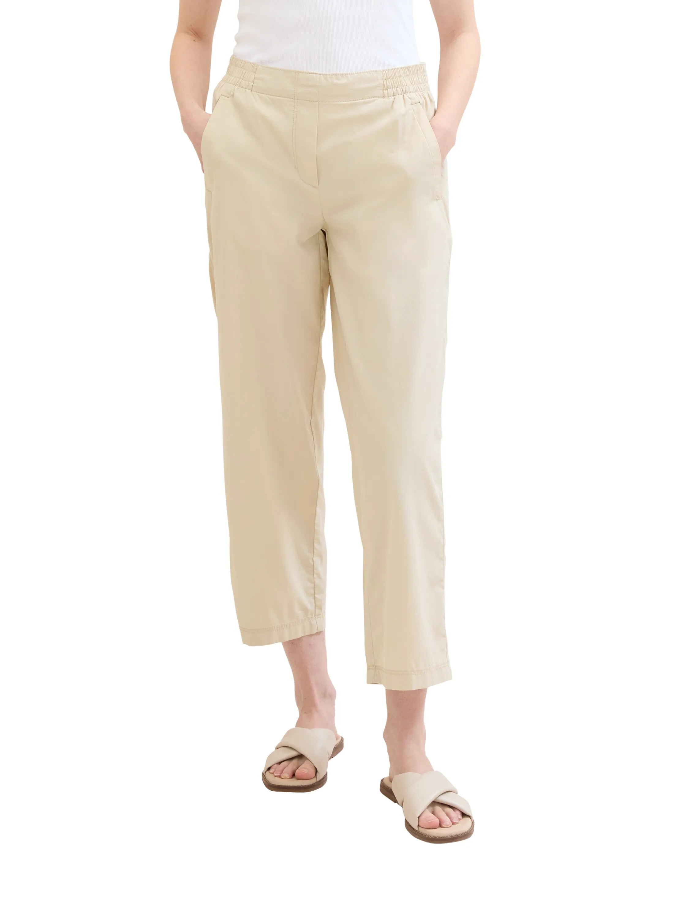 Tom Tailor Summer Beige Women Loose-Fit Trousers with Tencelª Lyocell SKU: 1041925_21650 Image 01