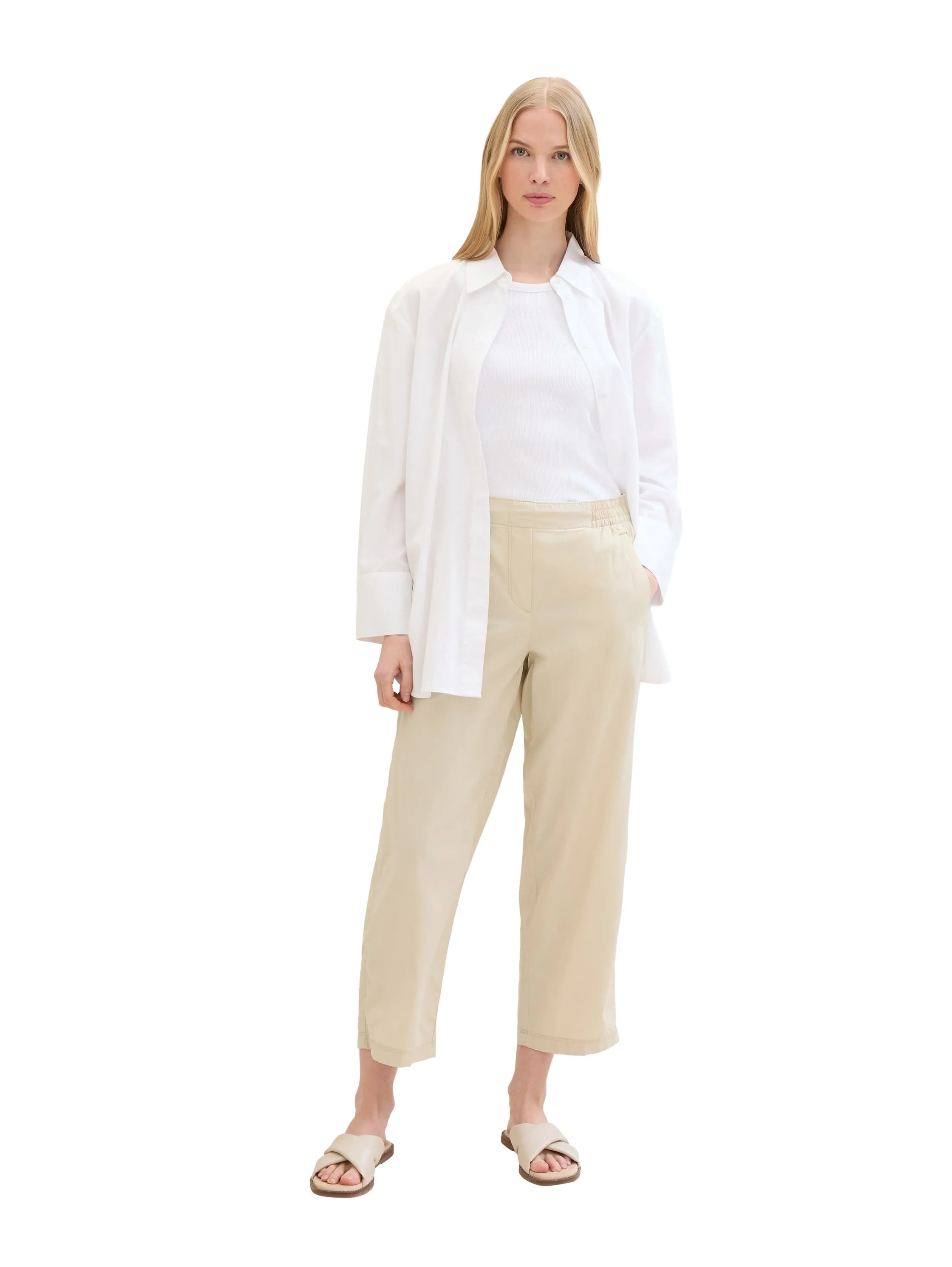 Tom Tailor Summer Beige Women Loose-Fit Trousers with Tencelª Lyocell SKU: 1041925_21650 Image 03