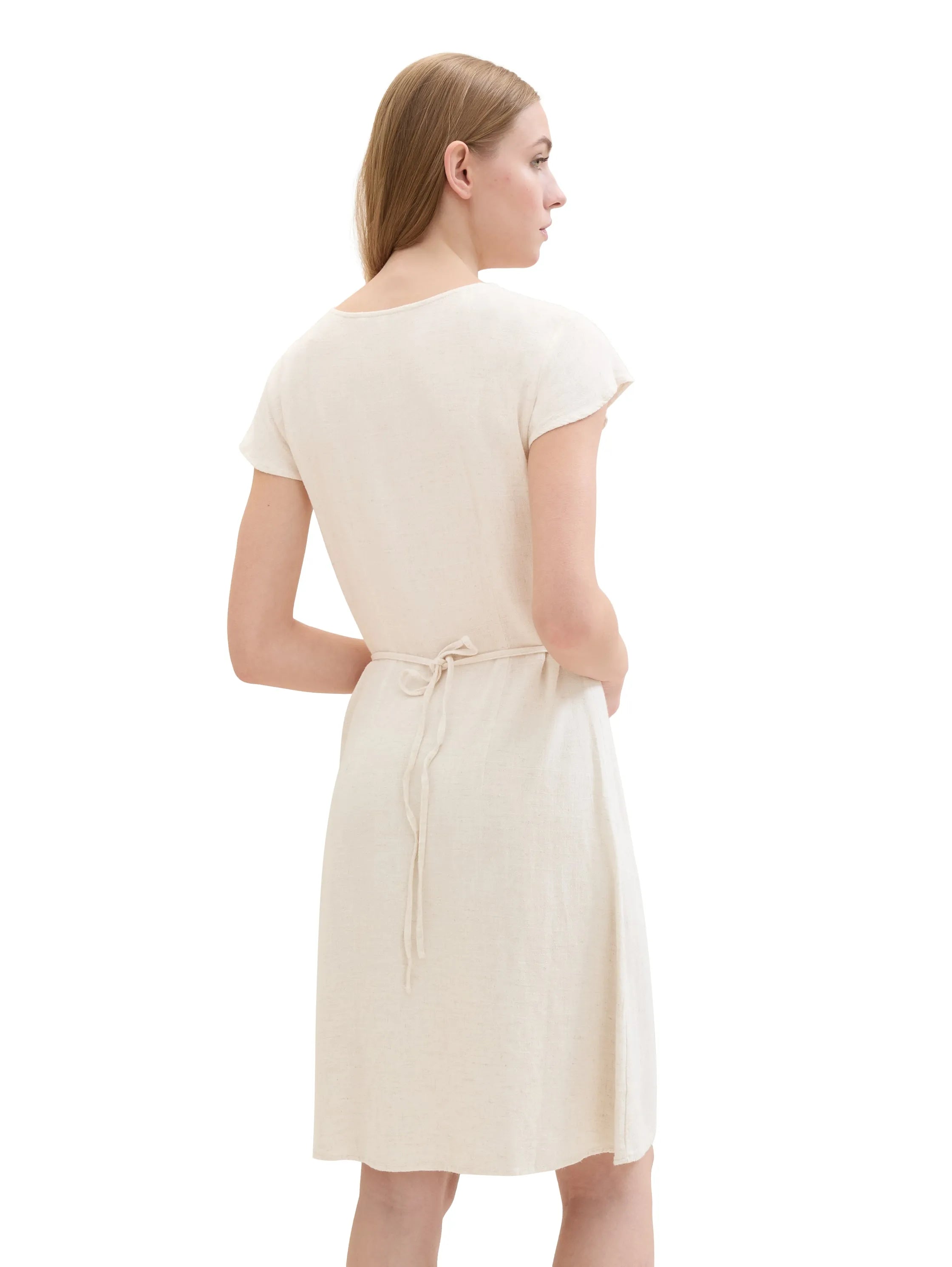 Denim Tom Tailor Creme Beige Melange Women Mini Dress with Linen SKU: 1041995_24421 Image 03