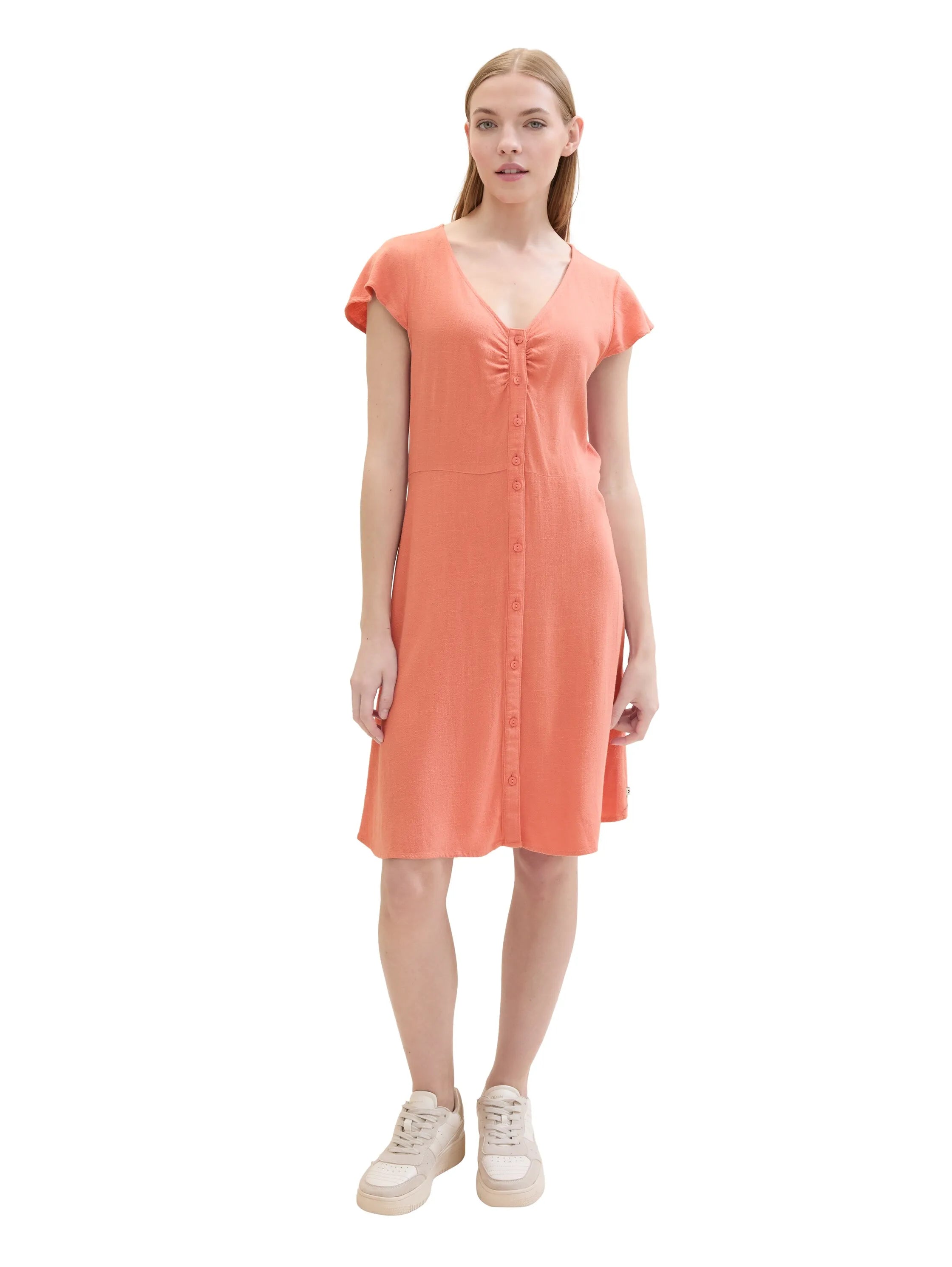 Denim Tom Tailor Burnt Terracotta Women Mini Dress with Linen SKU: 1041995_35155 Image 02