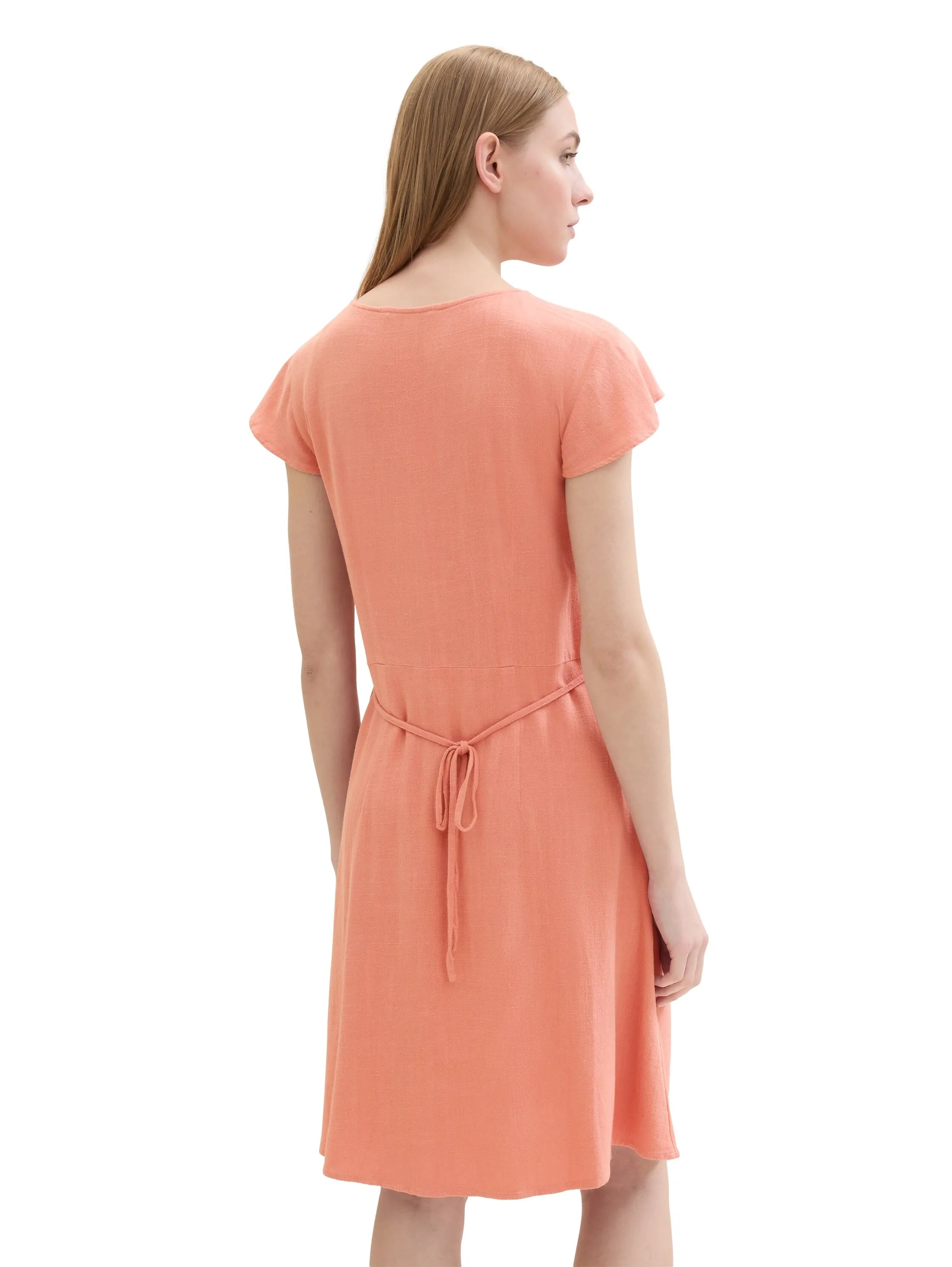 Denim Tom Tailor Burnt Terracotta Women Mini Dress with Linen SKU: 1041995_35155 Image 03