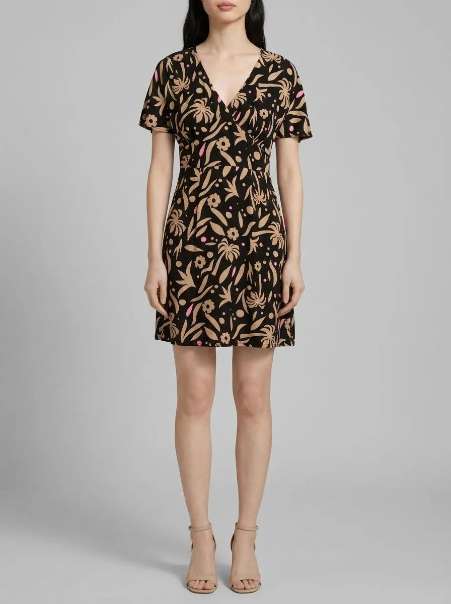Denim Tom Tailor Black Tropical Print Women Mini Skater Dress SKU: 1042011_35339 Image 00