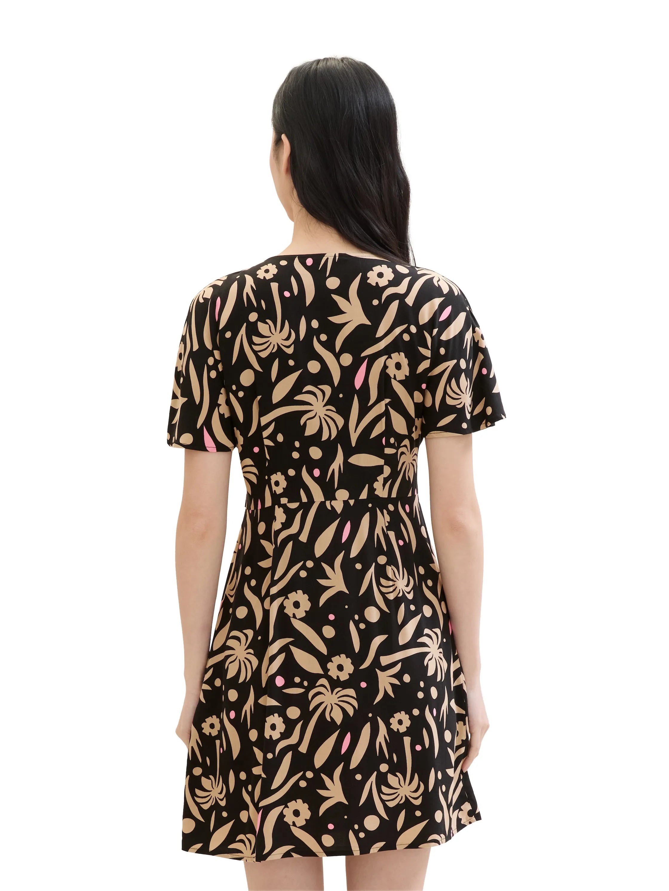 Denim Tom Tailor Black Tropical Print Women Mini Skater Dress SKU: 1042011_35339 Image 03