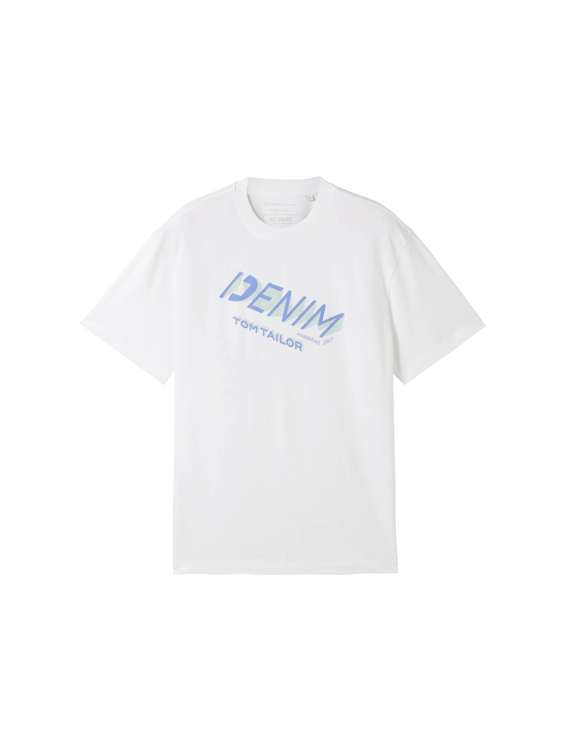 Denim Tom Tailor White Men T-Shirt with a Logo Print SKU: 1042037_20000 Image 07
