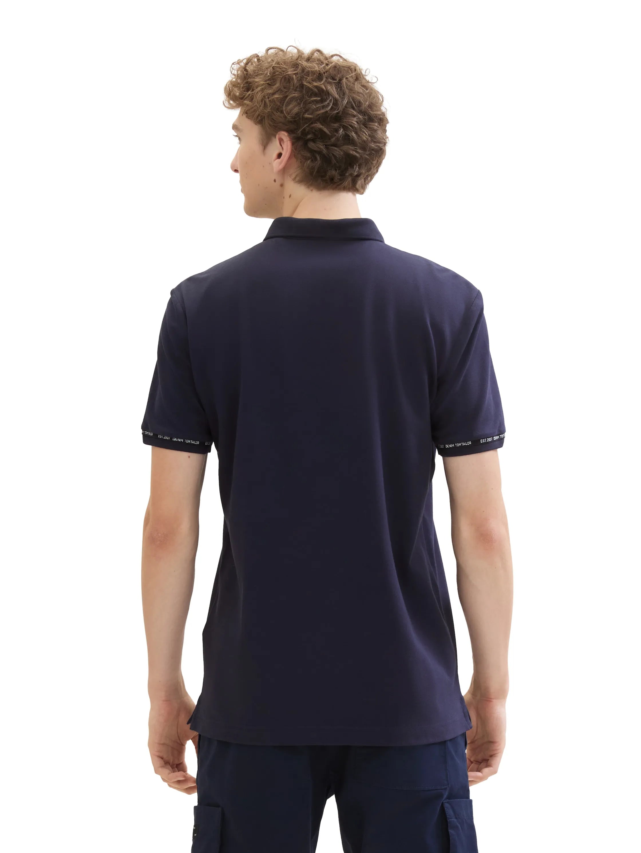 Denim Tom Tailor Sky Captain Blue Men Polo Shirt with Sleeve Details SKU: 1042113_10668 Image 03