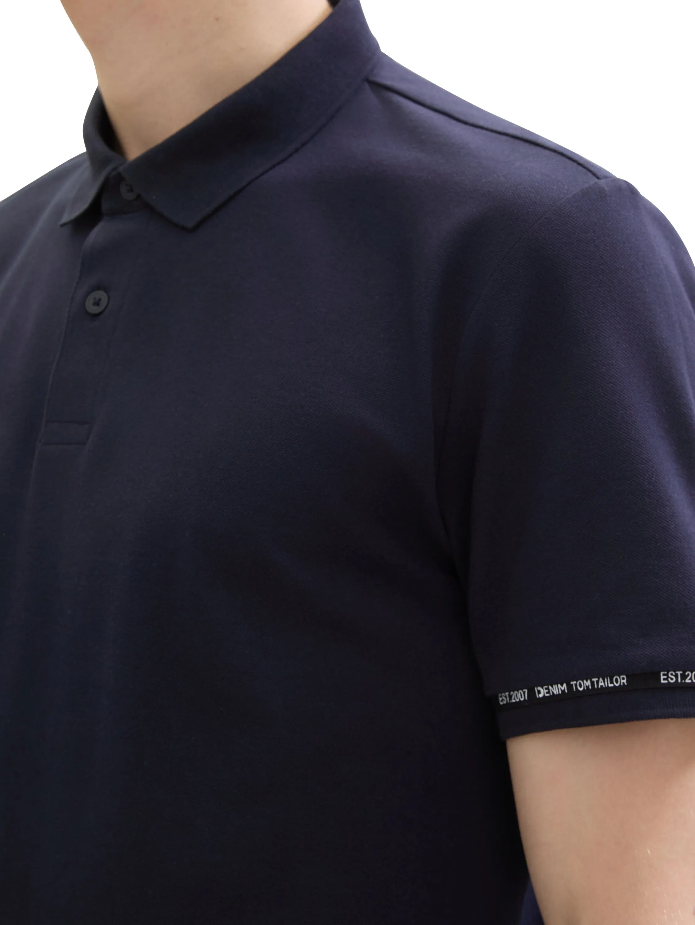 Denim Tom Tailor Sky Captain Blue Men Polo Shirt with Sleeve Details SKU: 1042113_10668 Image 04