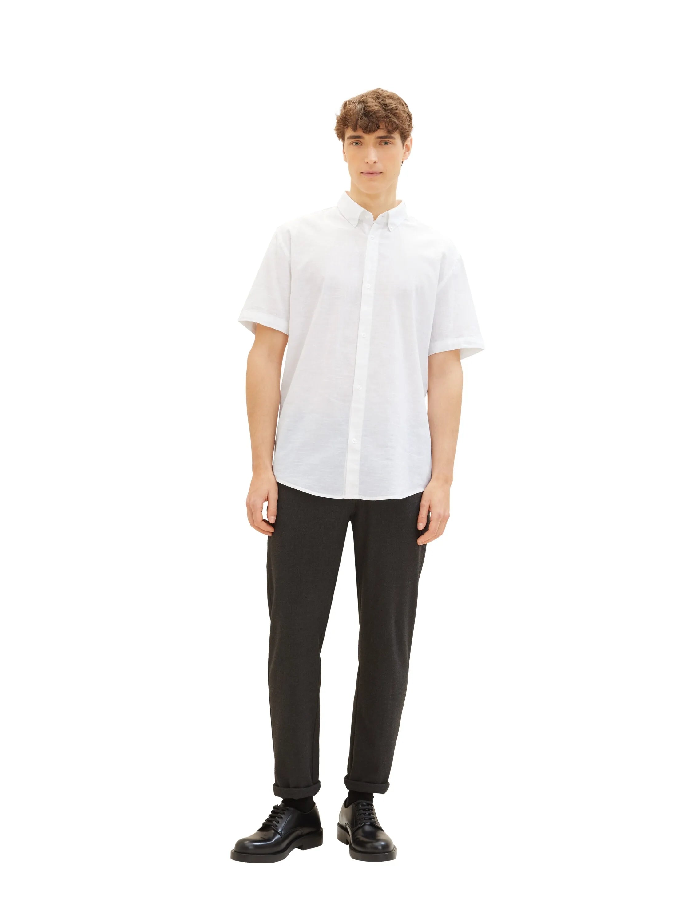 Denim Tom Tailor White Men Basic Short-Sleeved Shirt SKU: 1042120_20000 Image 02