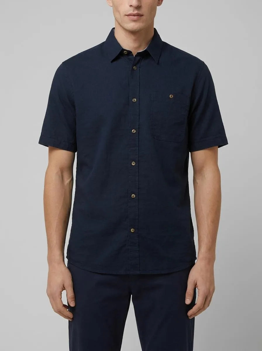 Tom Tailor Sky Captain Blue Men Regular Short-Sleeved Shirt SKU: 1042351_10668 Image 00