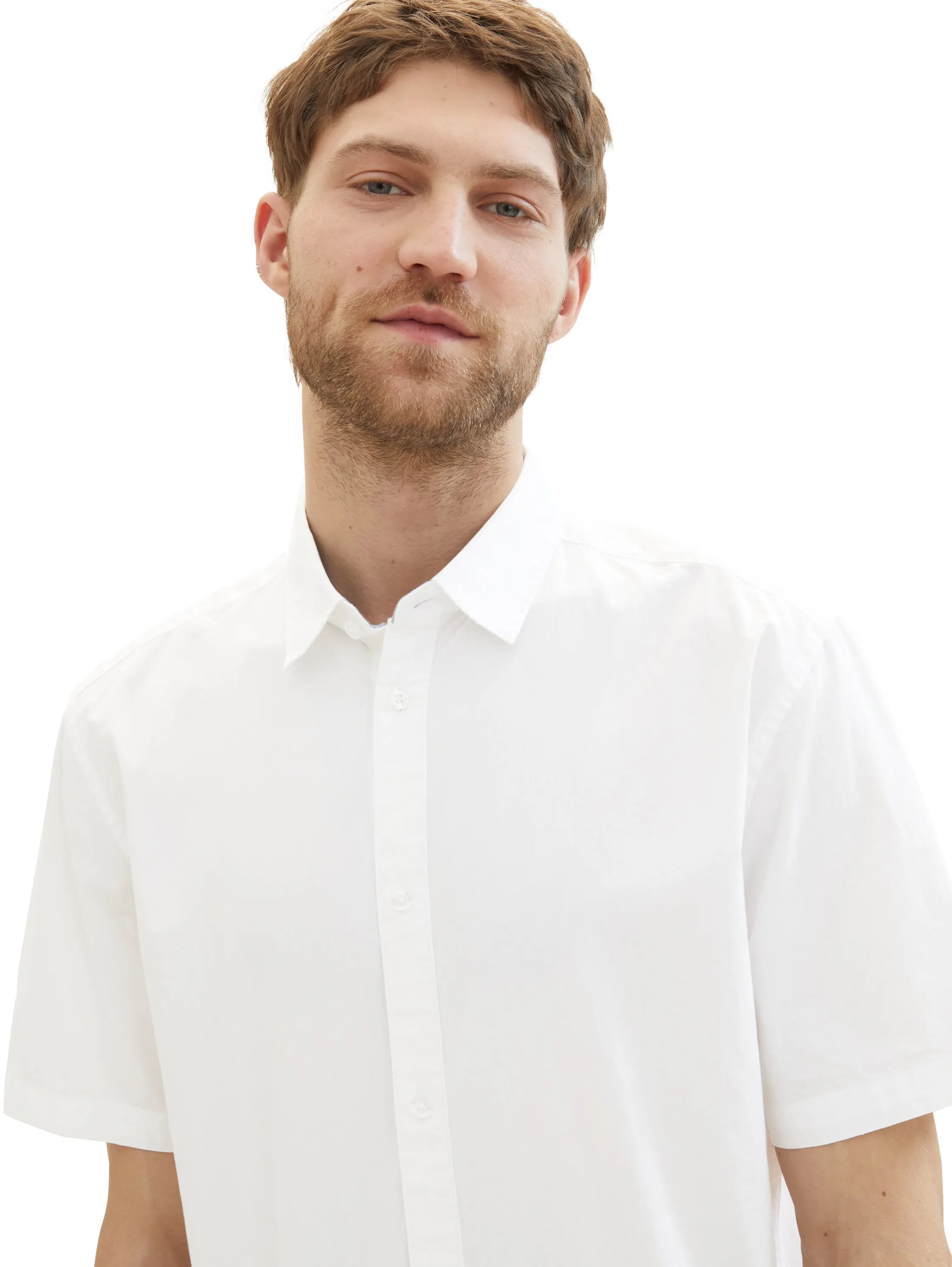 Tom Tailor White Men Basic Short-Sleeved Poplin Shirt SKU: 1042352_20000 Image 05