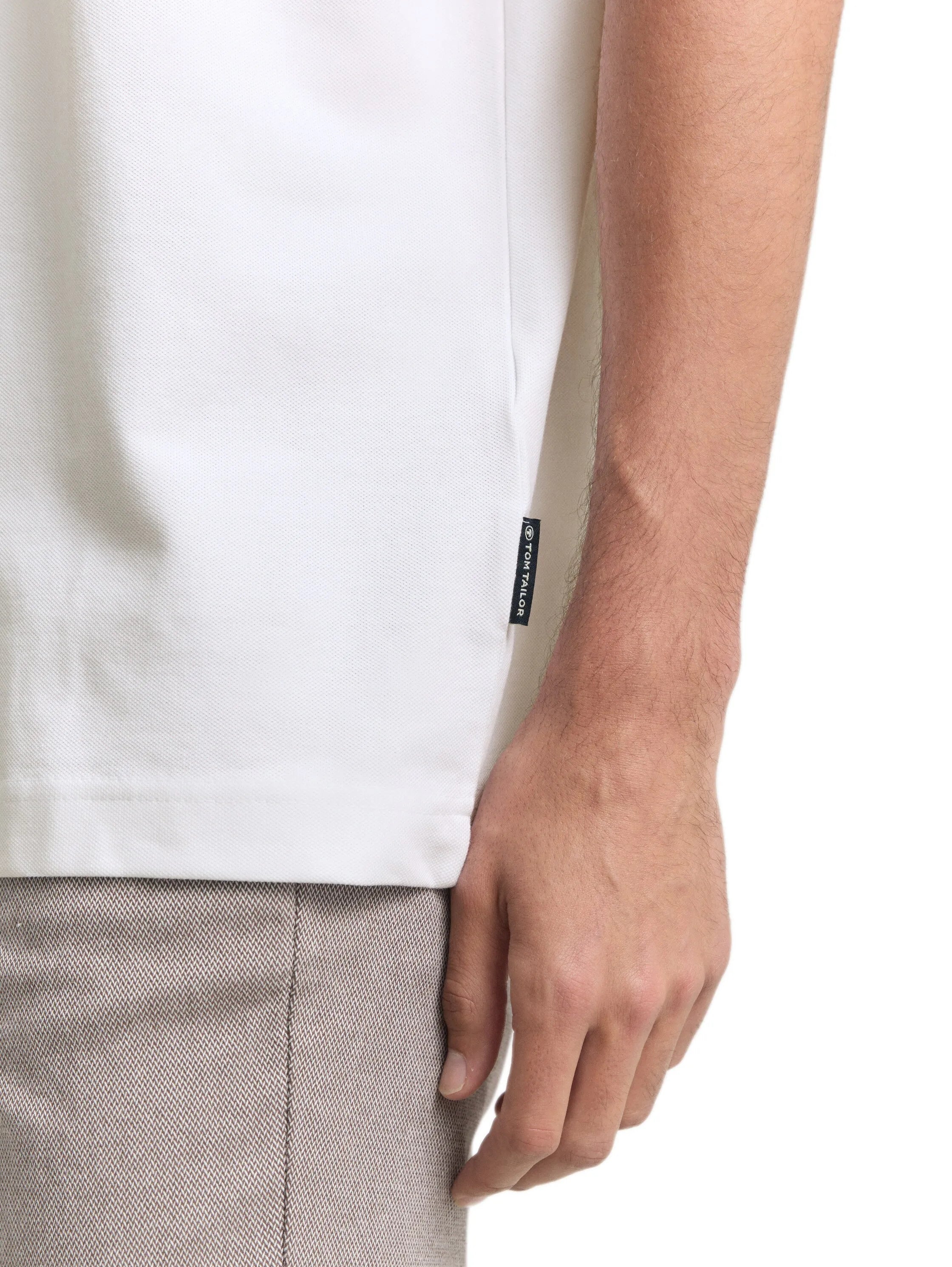 Tom Tailor White Men PiquŽ T-Shirt with Stretch SKU: 1042510_20000 Image 04