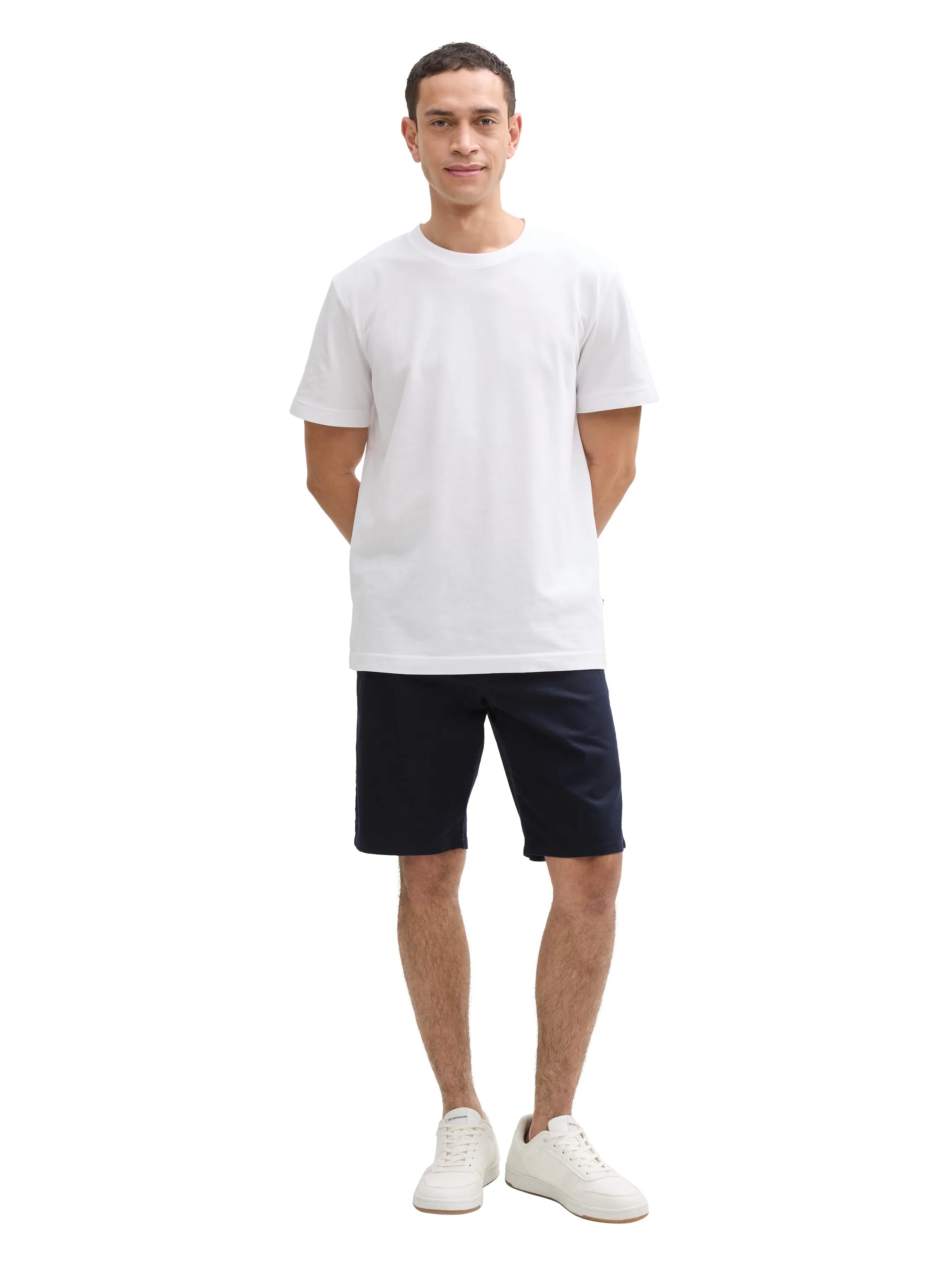 Tom Tailor Sky Captain Blue Men Slim Chino Shorts with Linen Content SKU: 1044712_10668 Image 04