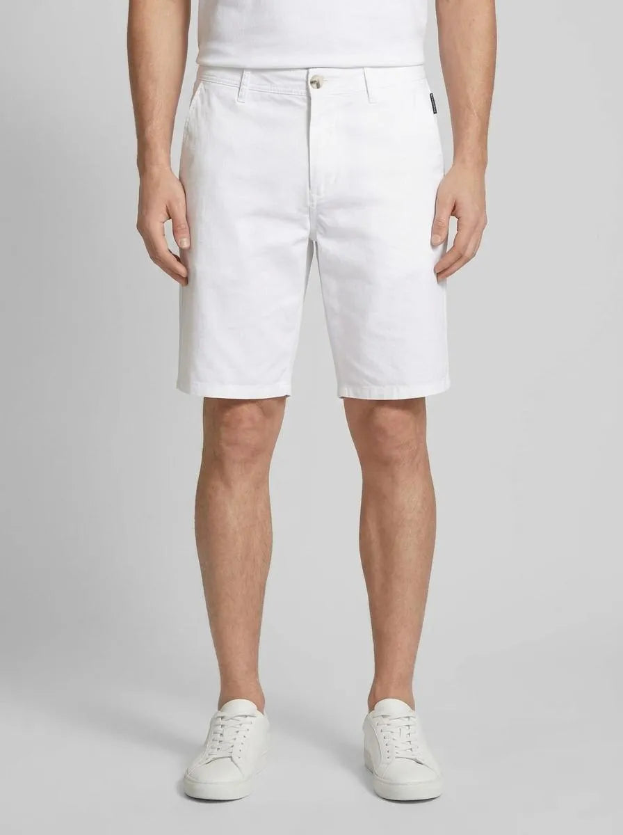 Tom Tailor White Men Slim Chino Shorts with Linen Content SKU: 1044712_20000 Image 00
