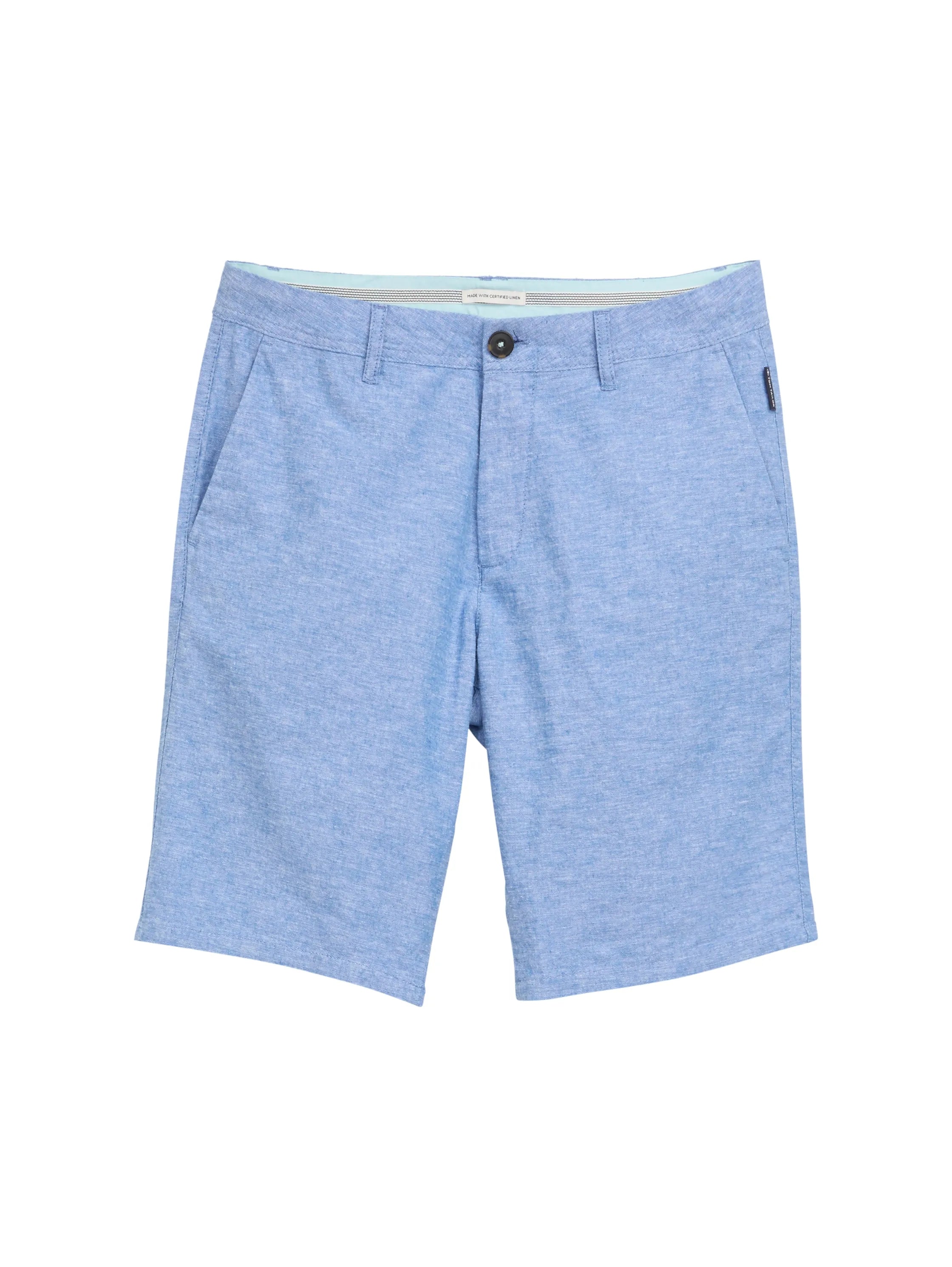 Tom Tailor Sapphire Blue Chambray Men Slim Chino Shorts with Linen Content SKU: 1044712_37199 Image 06