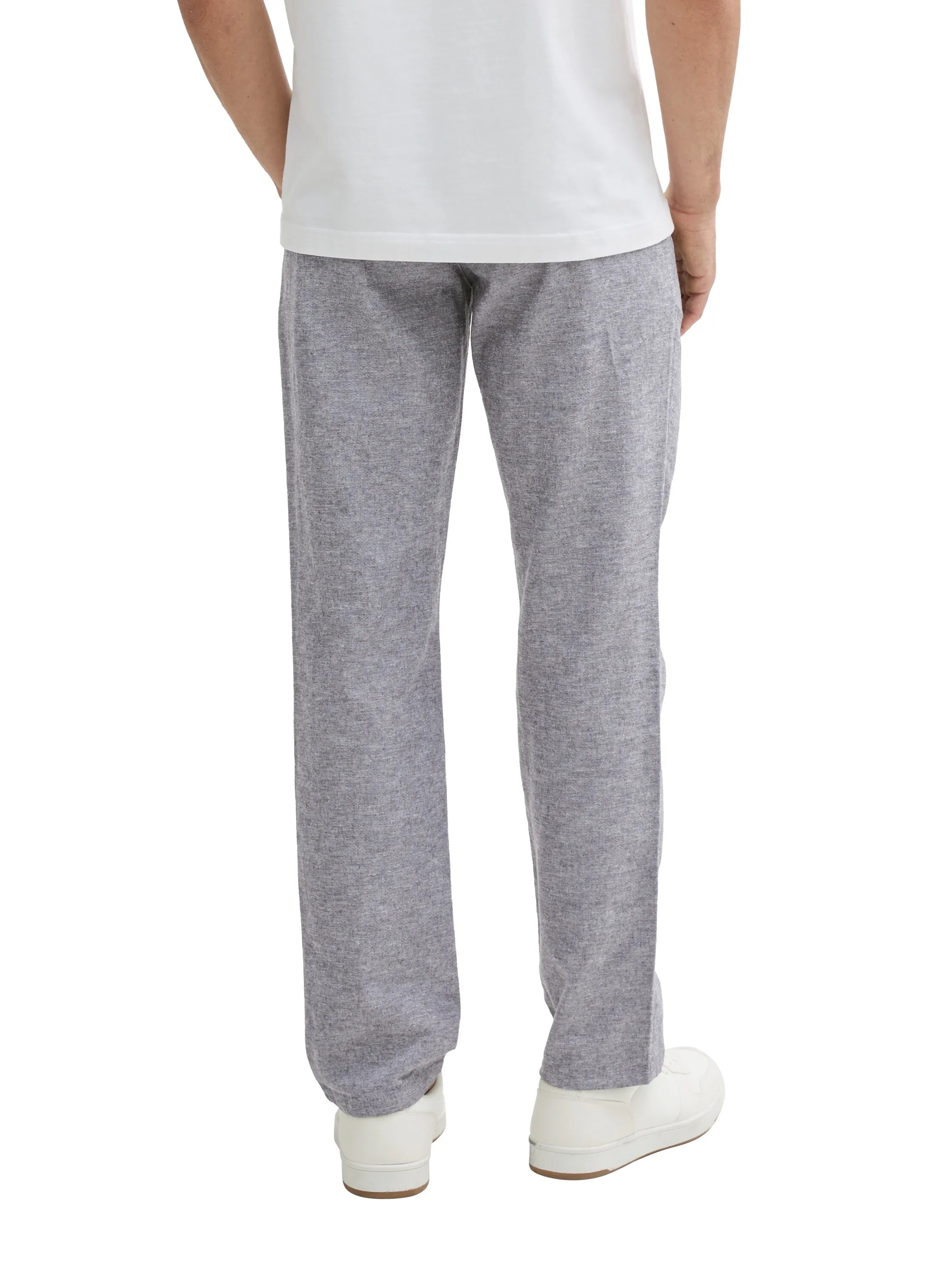 Tom Tailor Tarmac Grey Chambray Men Regular Chino Trousers with Linen Content SKU: 1044713_37200 Image 02
