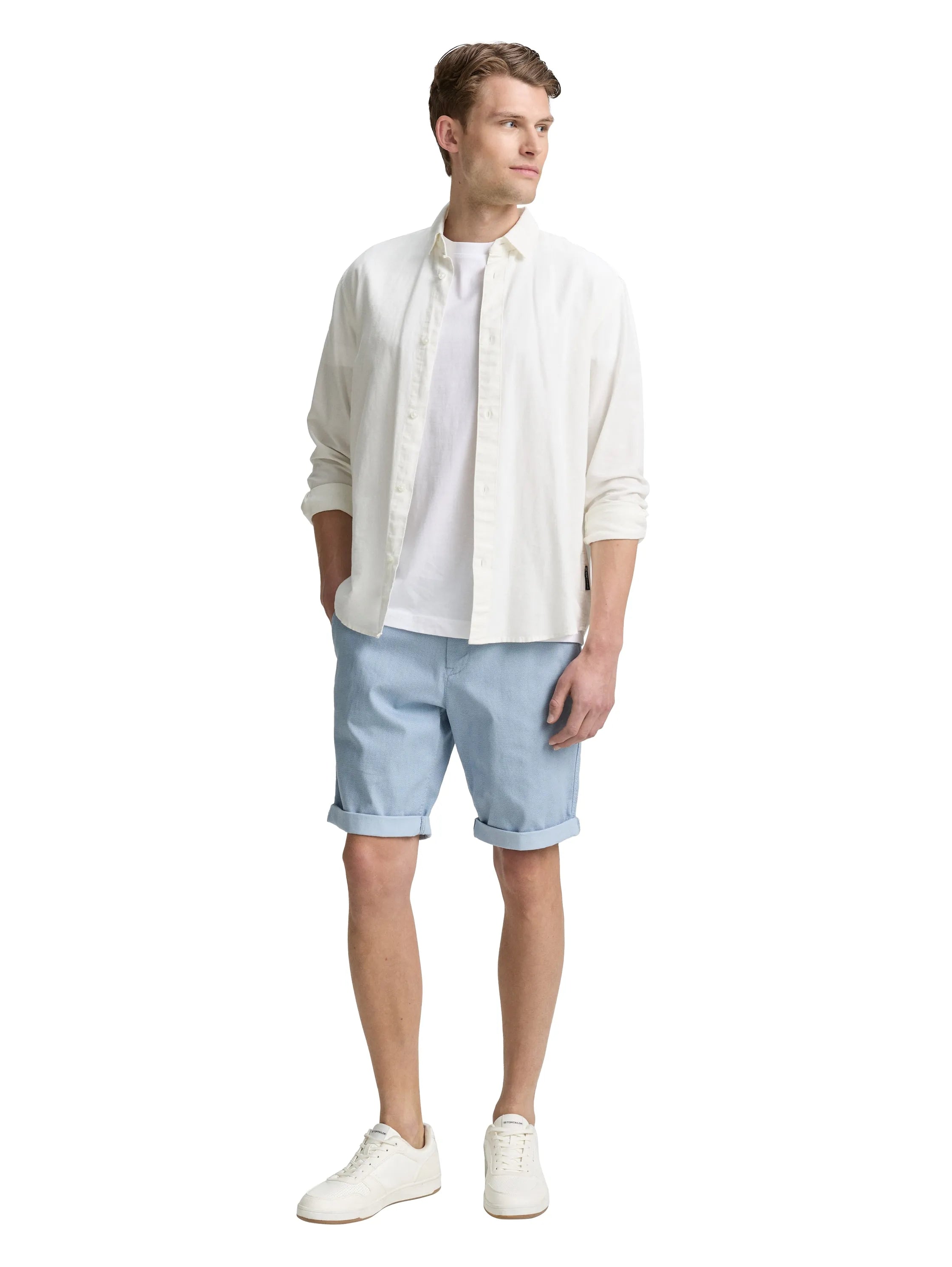 Tom Tailor Light Blue Minimal Aop Men Regular Fit Chino Shorts SKU: 1044845_38254 Image 03
