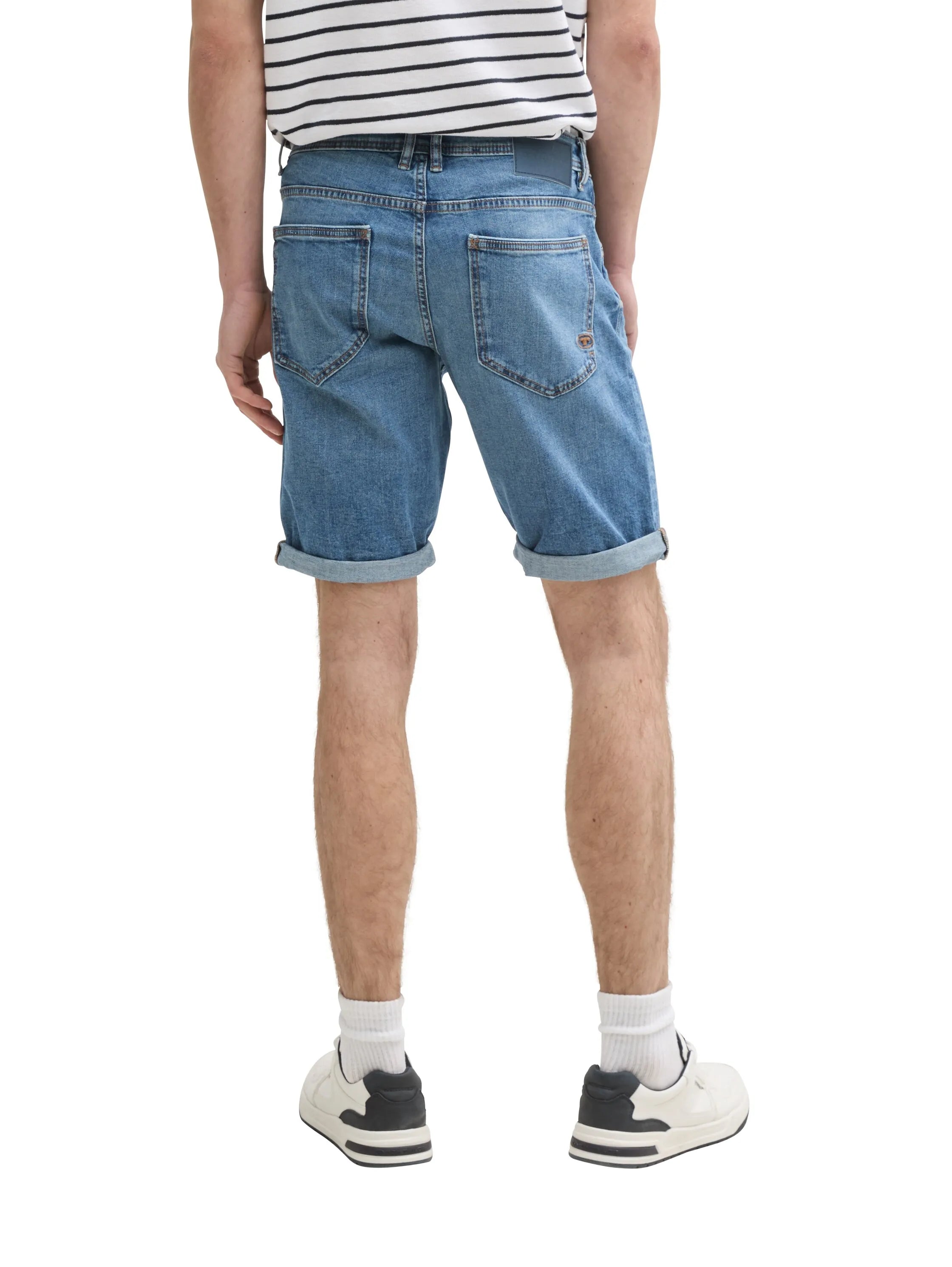 Tom Tailor Used Mid Stone Blue Denim Men Ttjosh Regular Slim Jeans Shorts SKU: 1044973_10119 Image 02
