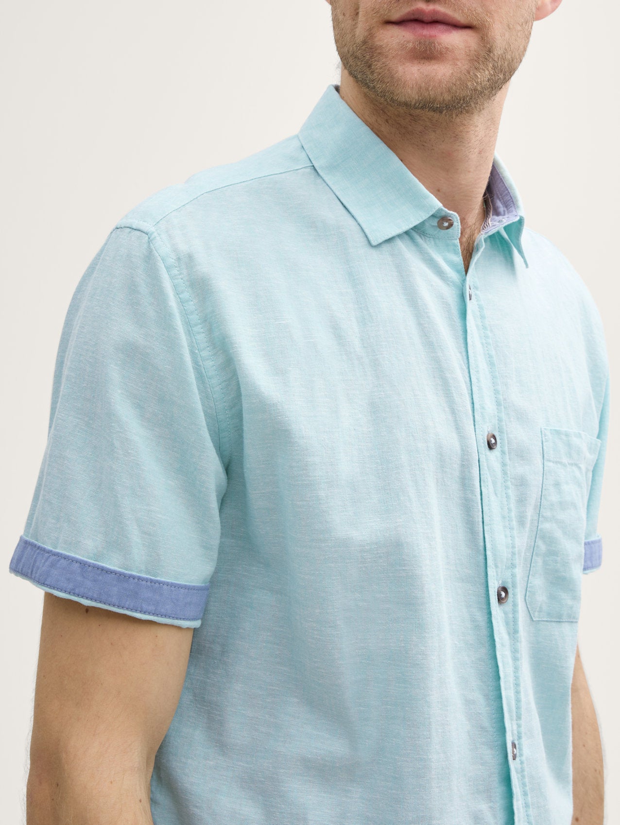 Tom Tailor_Regular Fit Short Sleeve Shirt with Linen Content_1045098_37198_04