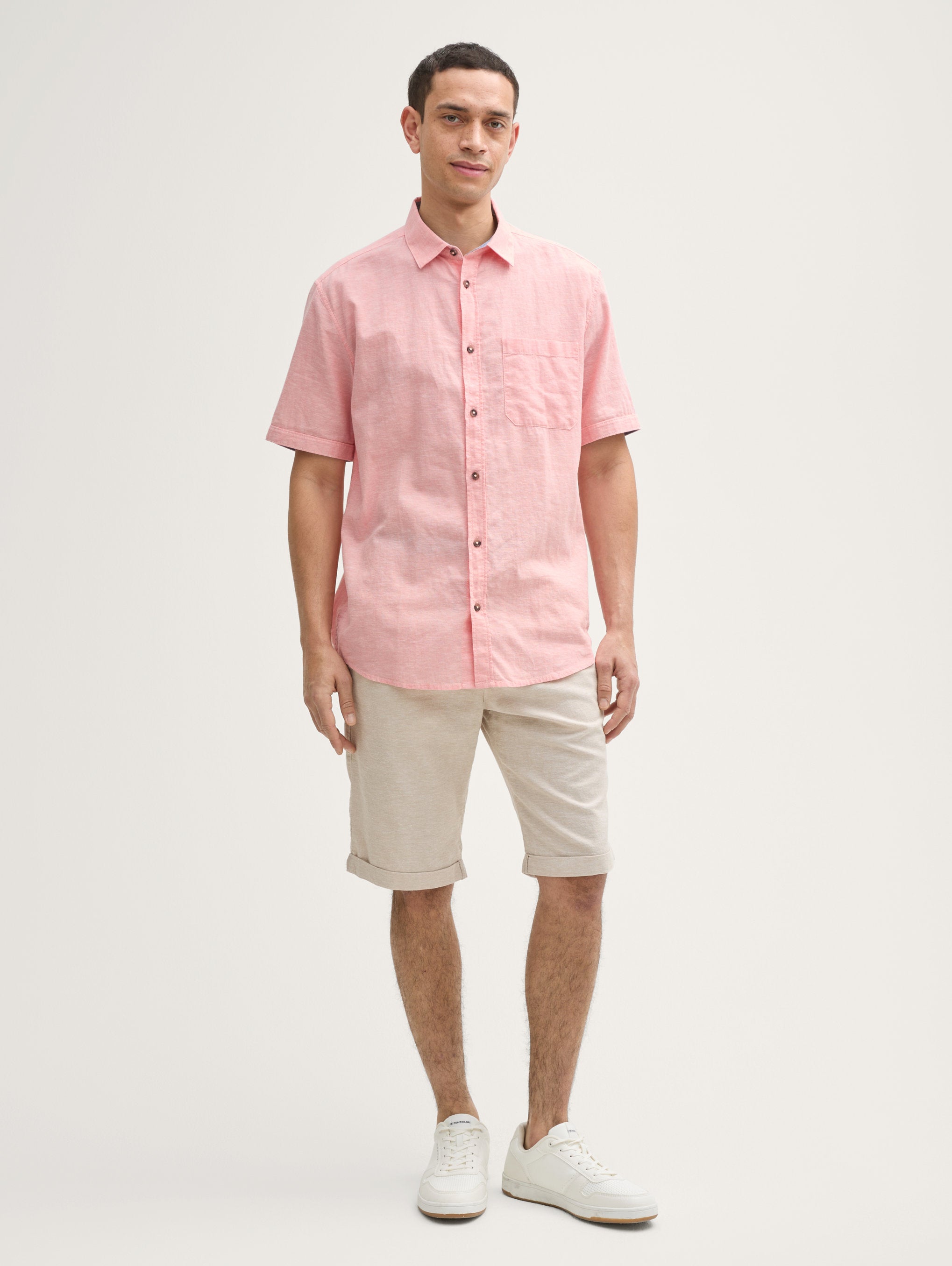 Tom Tailor_Regular Fit Short Sleeve Shirt with Linen Content_1045098_37201_02