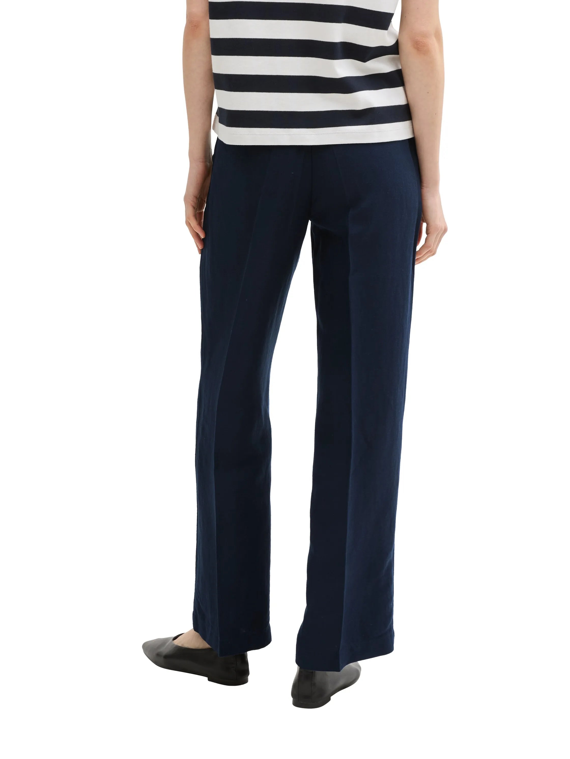Tom Tailor Sky Captain Blue Women Ttlea Wide Leg Trousers with Linen Content SKU: 1045768_10668 Image 02