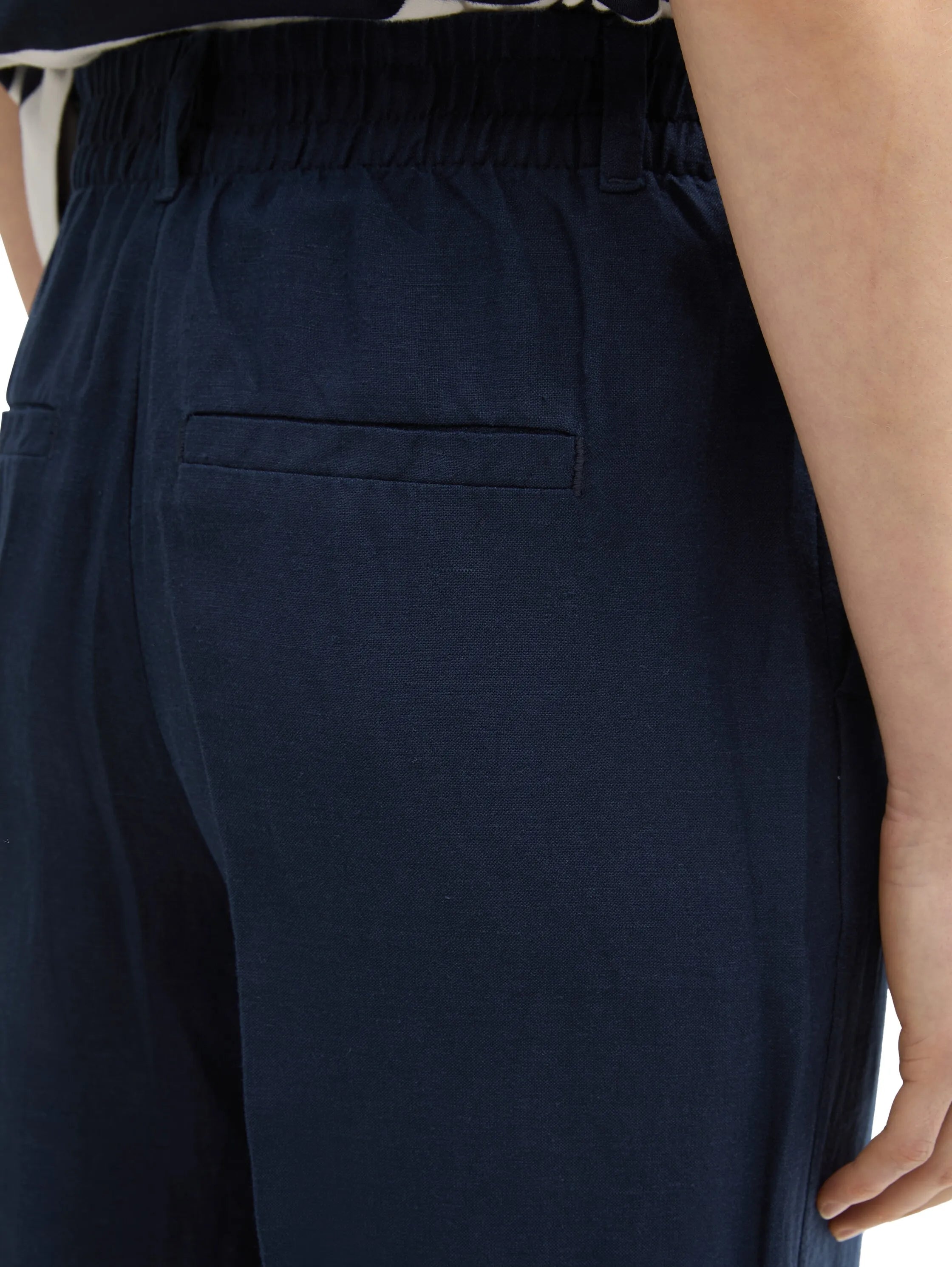 Tom Tailor Sky Captain Blue Women Ttlea Wide Leg Trousers with Linen Content SKU: 1045768_10668 Image 03