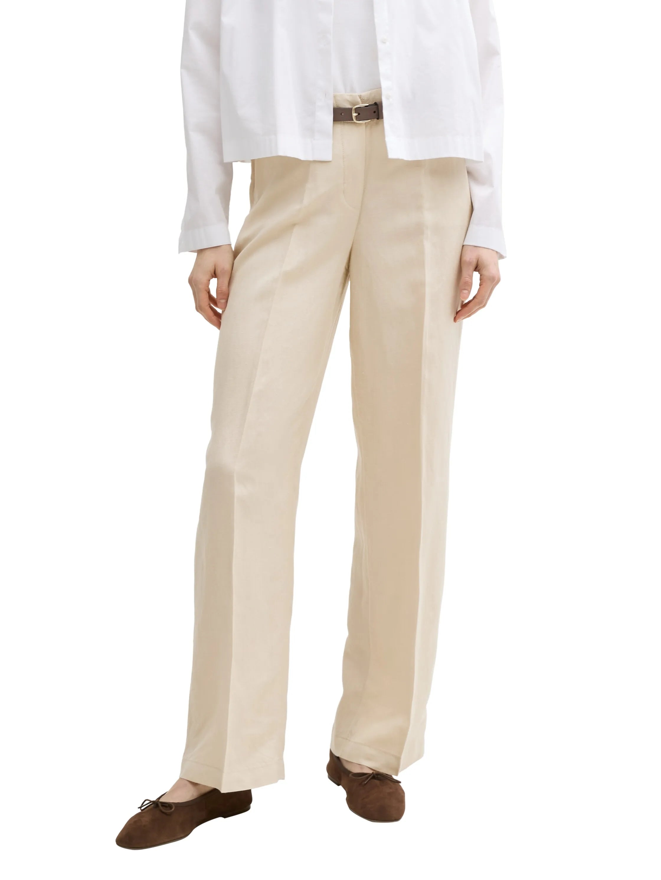 Tom Tailor Summer Beige Women Ttlea Wide Leg Trousers with Linen Content SKU: 1045768_21650 Image 01