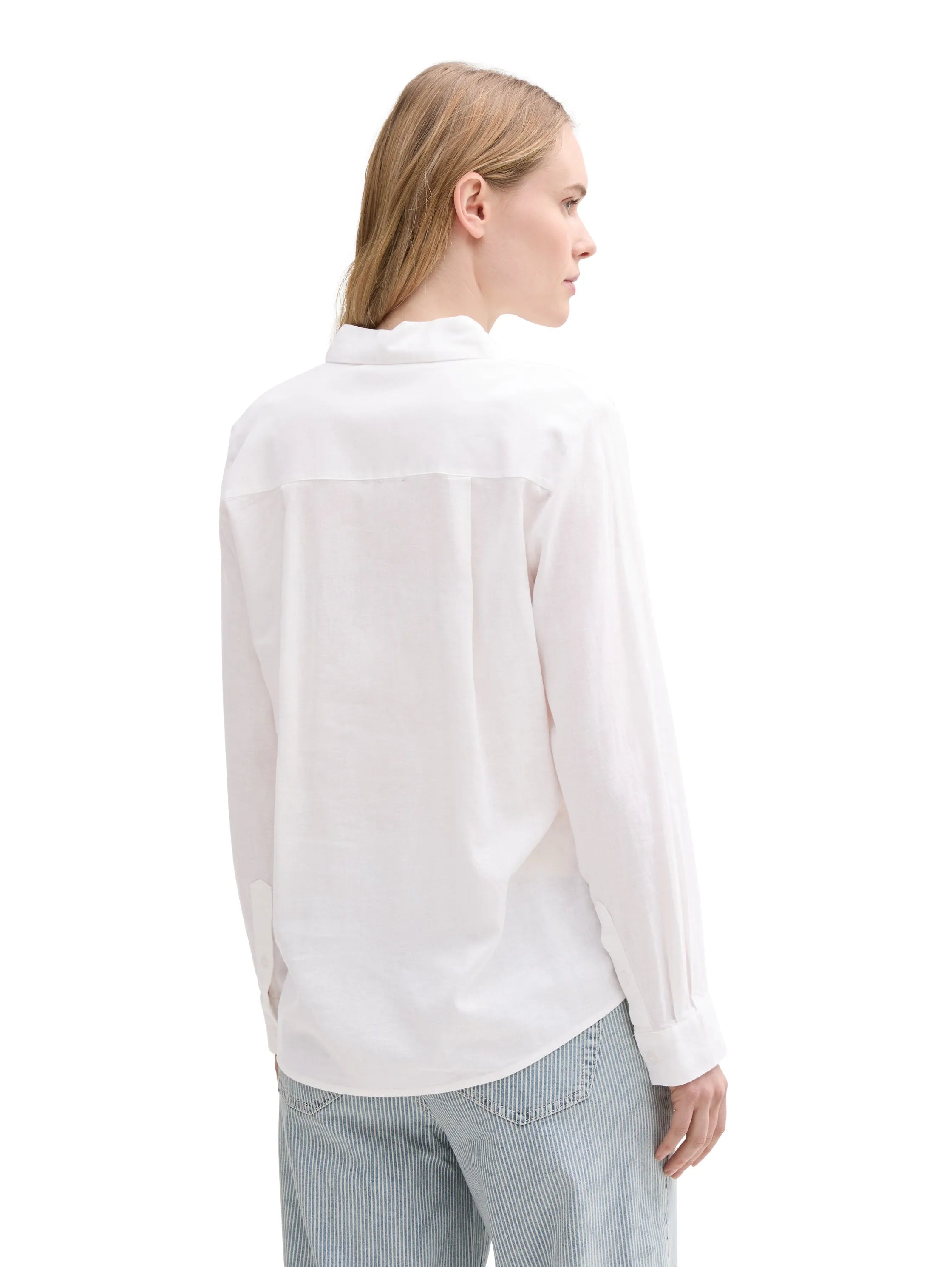 Tom Tailor White Women Shirt Blouse with Linen SKU: 1045770_20000 Image 02