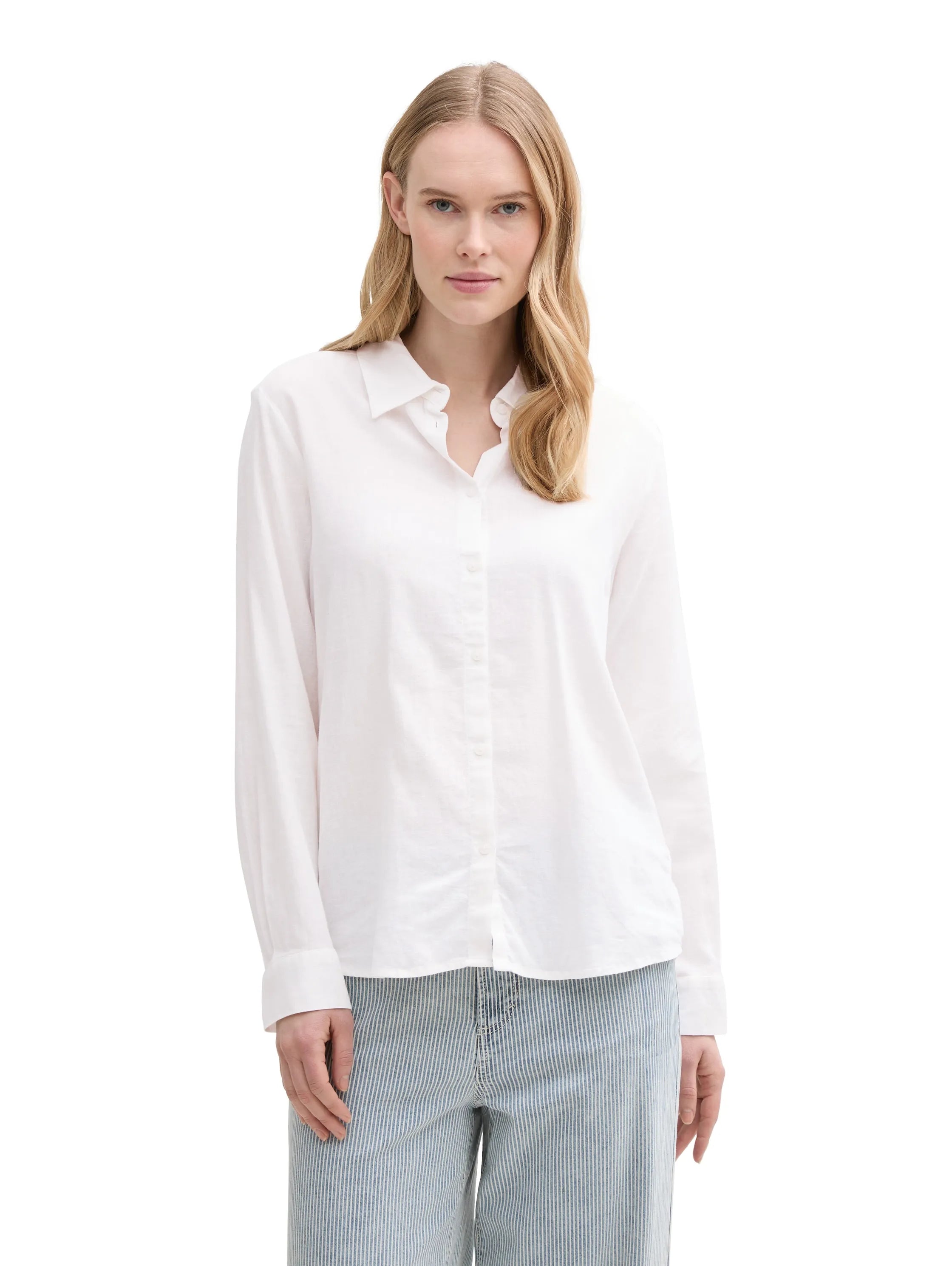 Tom Tailor White Women Shirt Blouse with Linen SKU: 1045770_20000 Image 04