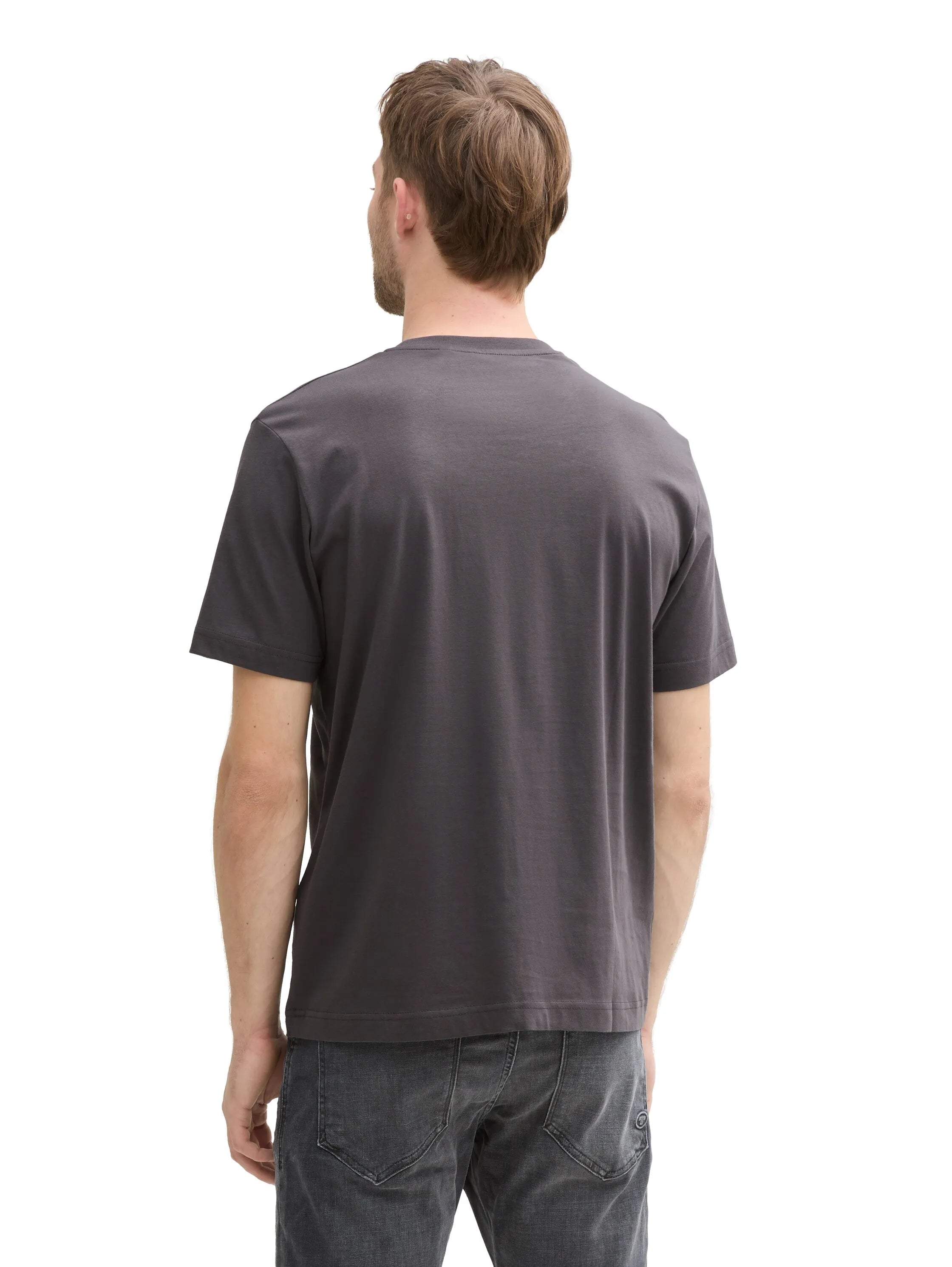 Tom Tailor Tarmac Grey Men Cotton T-Shirt with Logo Print SKU: 1045773_10899 Image 02