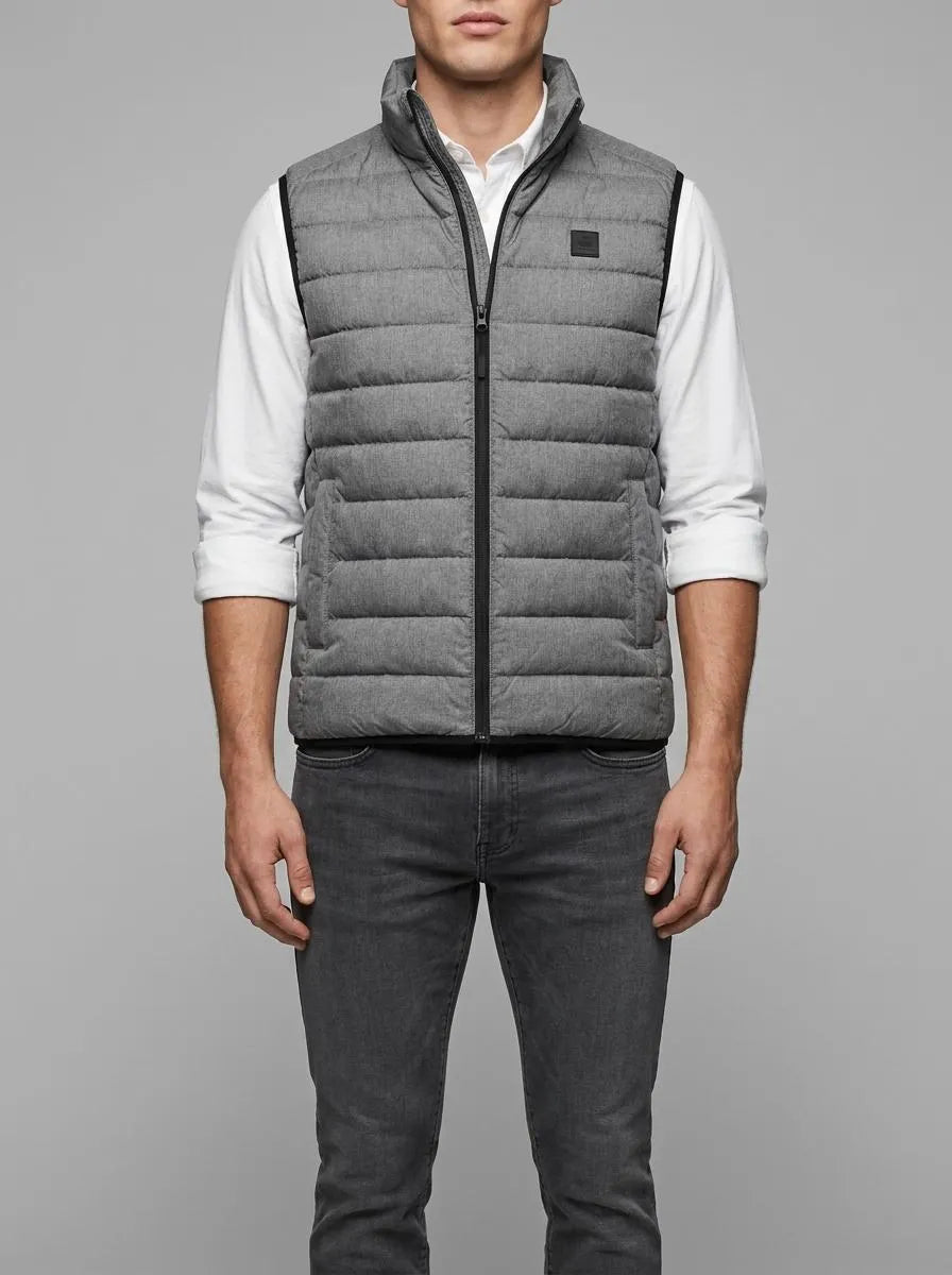 Tom Tailor Washed Jasper Green Men Hybrid Quilted Waistcoat SKU: 1046222_21951 Image 00