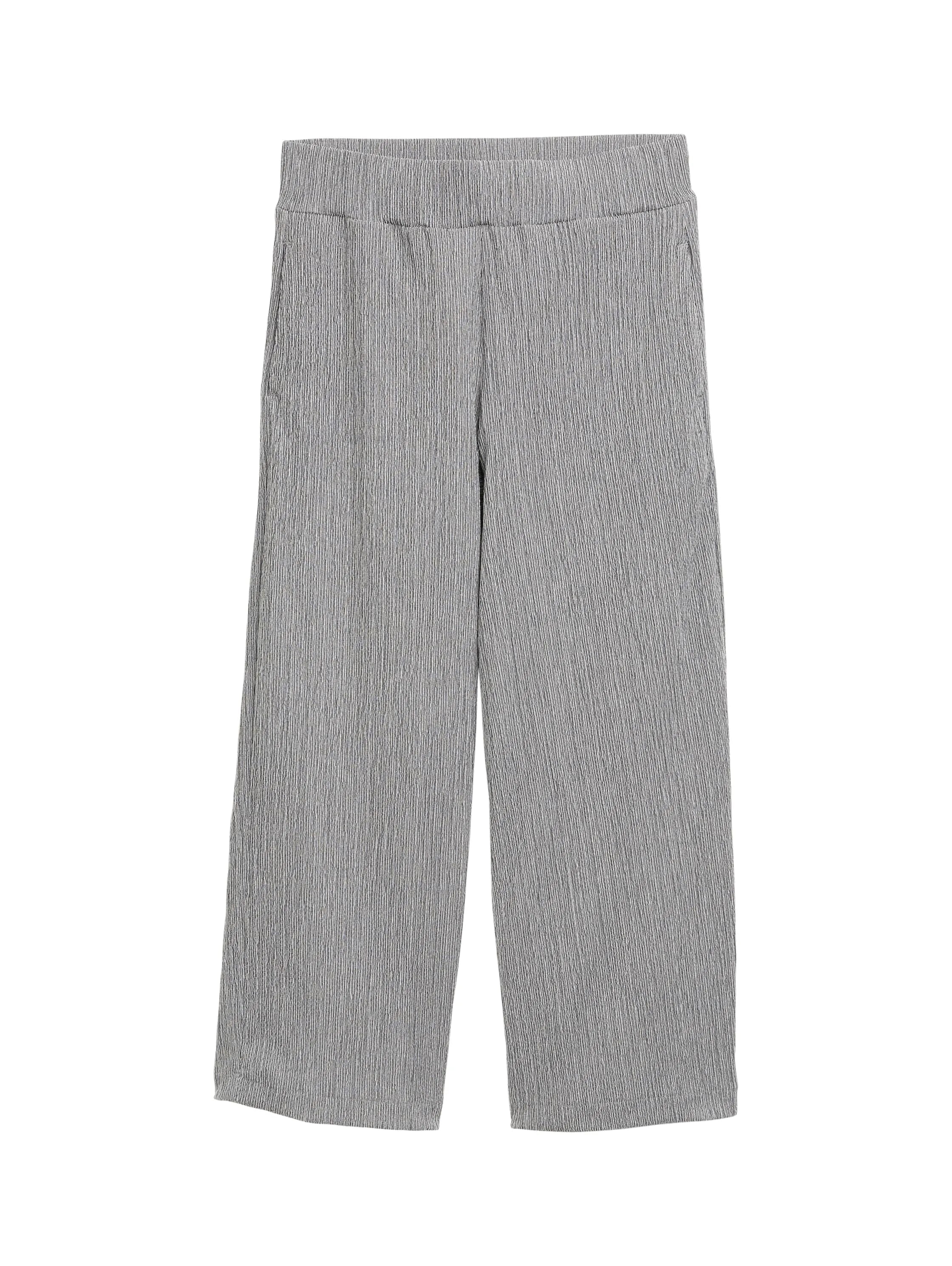 Tom Tailor Deep Black Offwhite Structure Women Crinkle Culotte Trousers SKU: 1046509_38001 Image 06