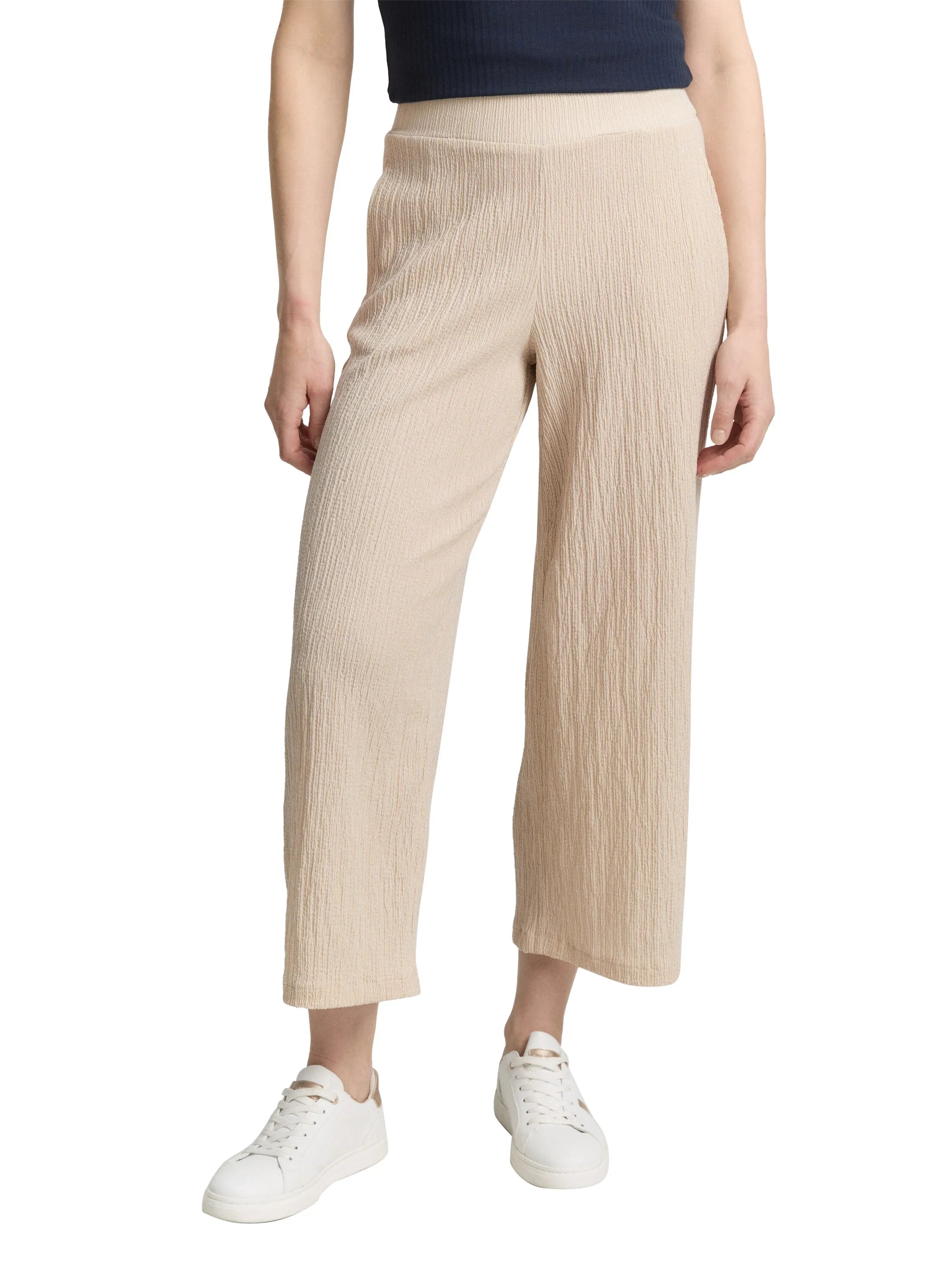 Tom Tailor Champagne Structure Women Crinkle Culotte Trousers SKU: 1046509_38002 Image 01