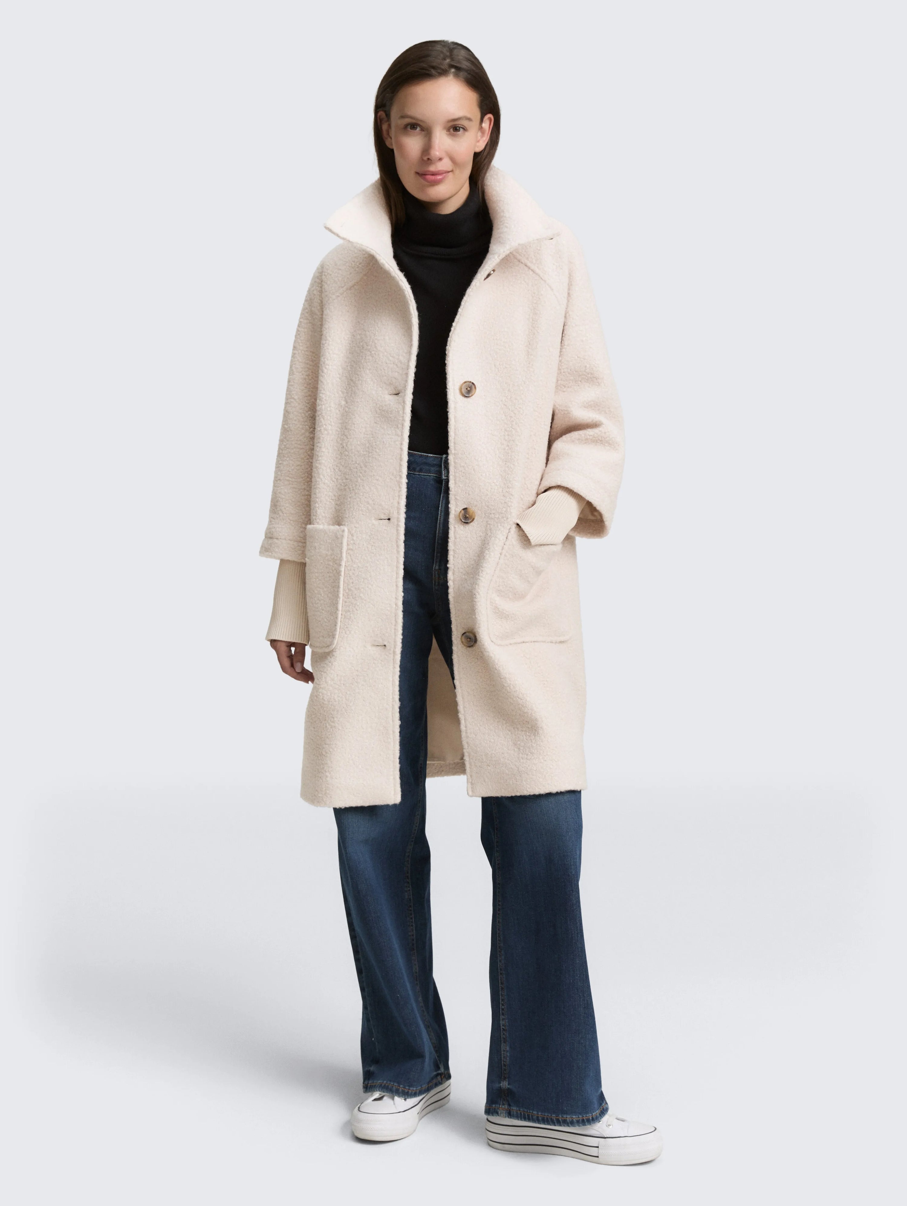 Tom Tailor_Black_BouclŽ Coat with Stand-Up Collar_1046604_27609_01
