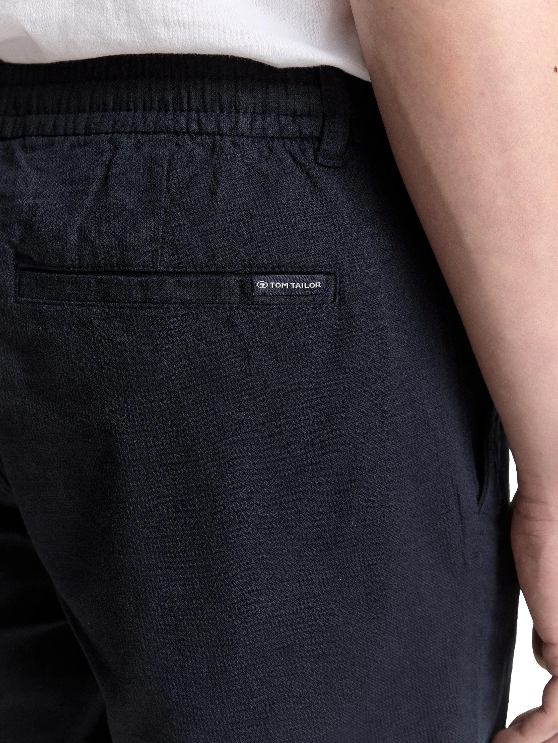 Tom Tailor Sky Captain Blue Men Regular Fit Shorts with Linen Content SKU: 1046813_10668 Image 04