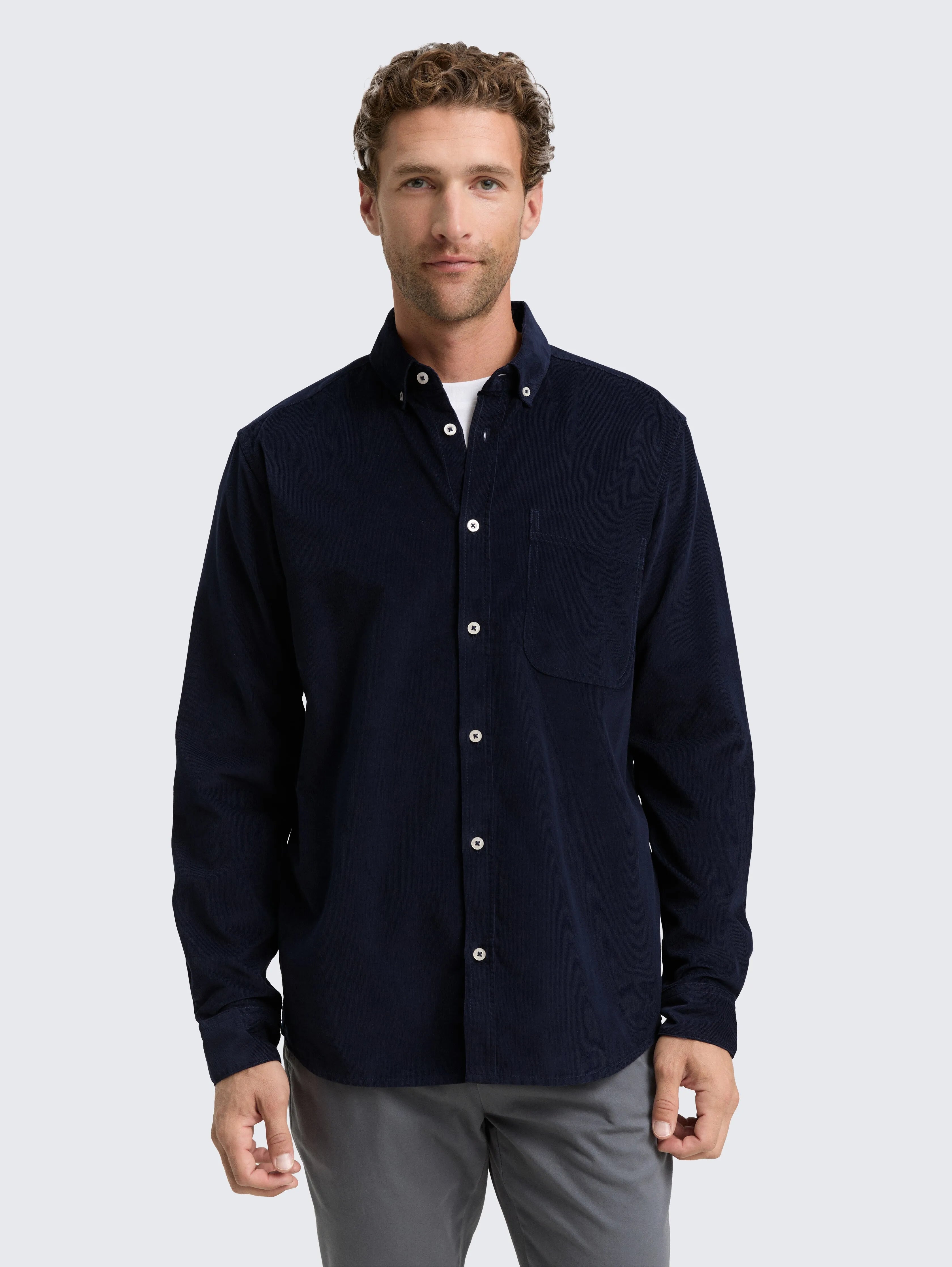 Tom Tailor_0_Regular Fit Corduroy Shirt with Breast Pocket_1047341_10668_02
