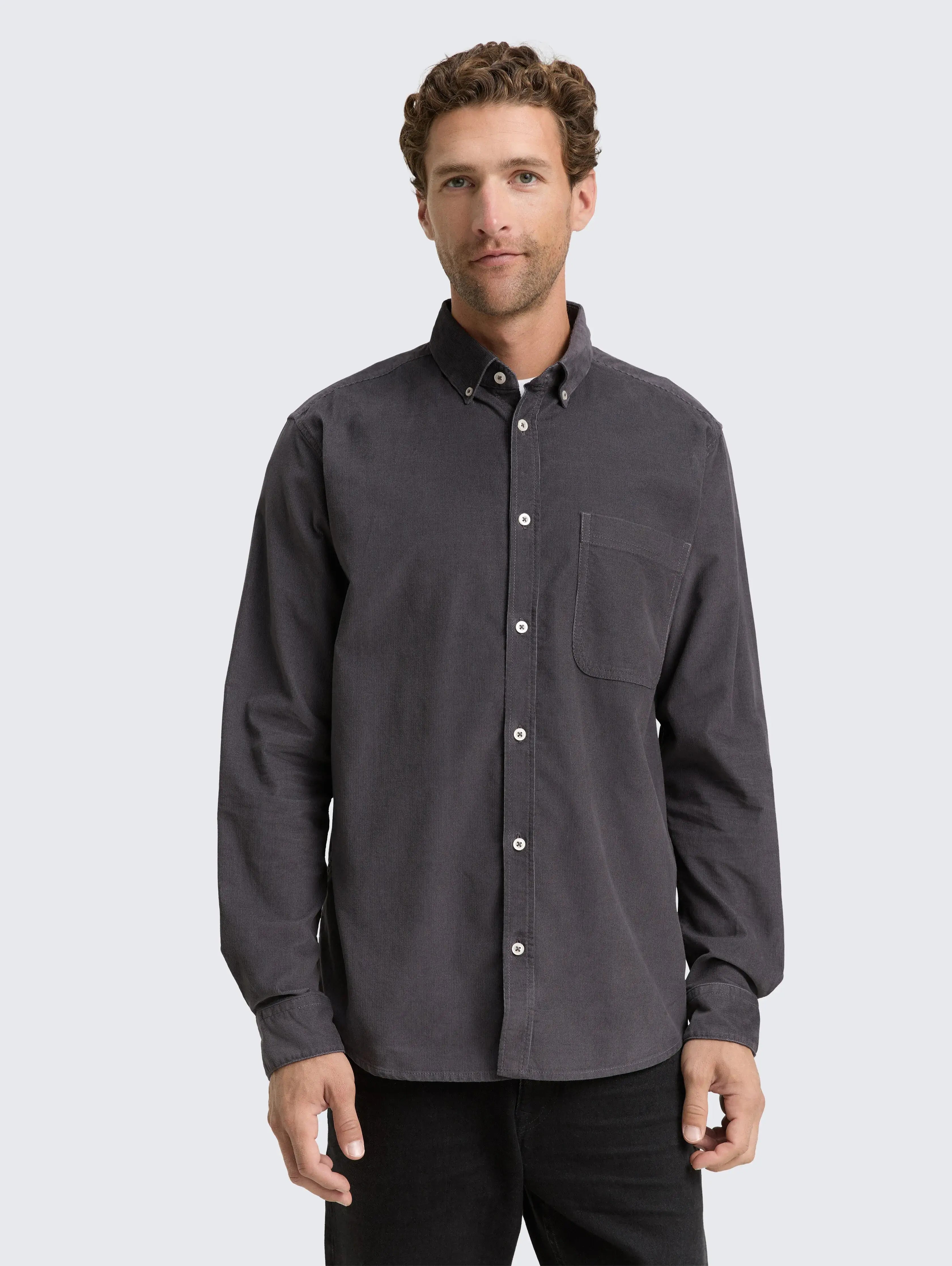 Tom Tailor_0_Regular Fit Corduroy Shirt with Breast Pocket_1047341_38326_02