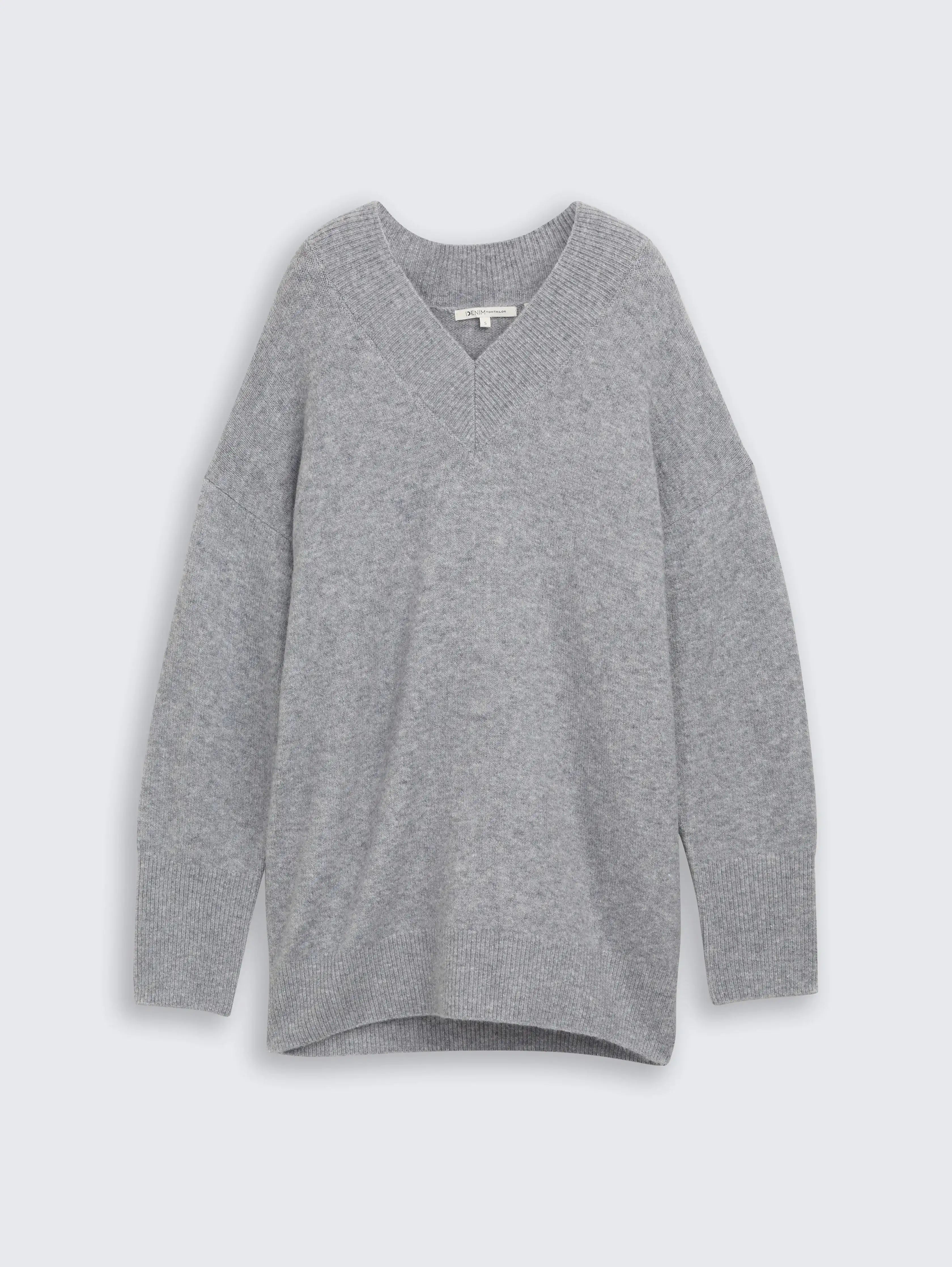 Tom Tailor_0_Longstyle Knitted Jumper with V-Neckline_1047905_10658_04