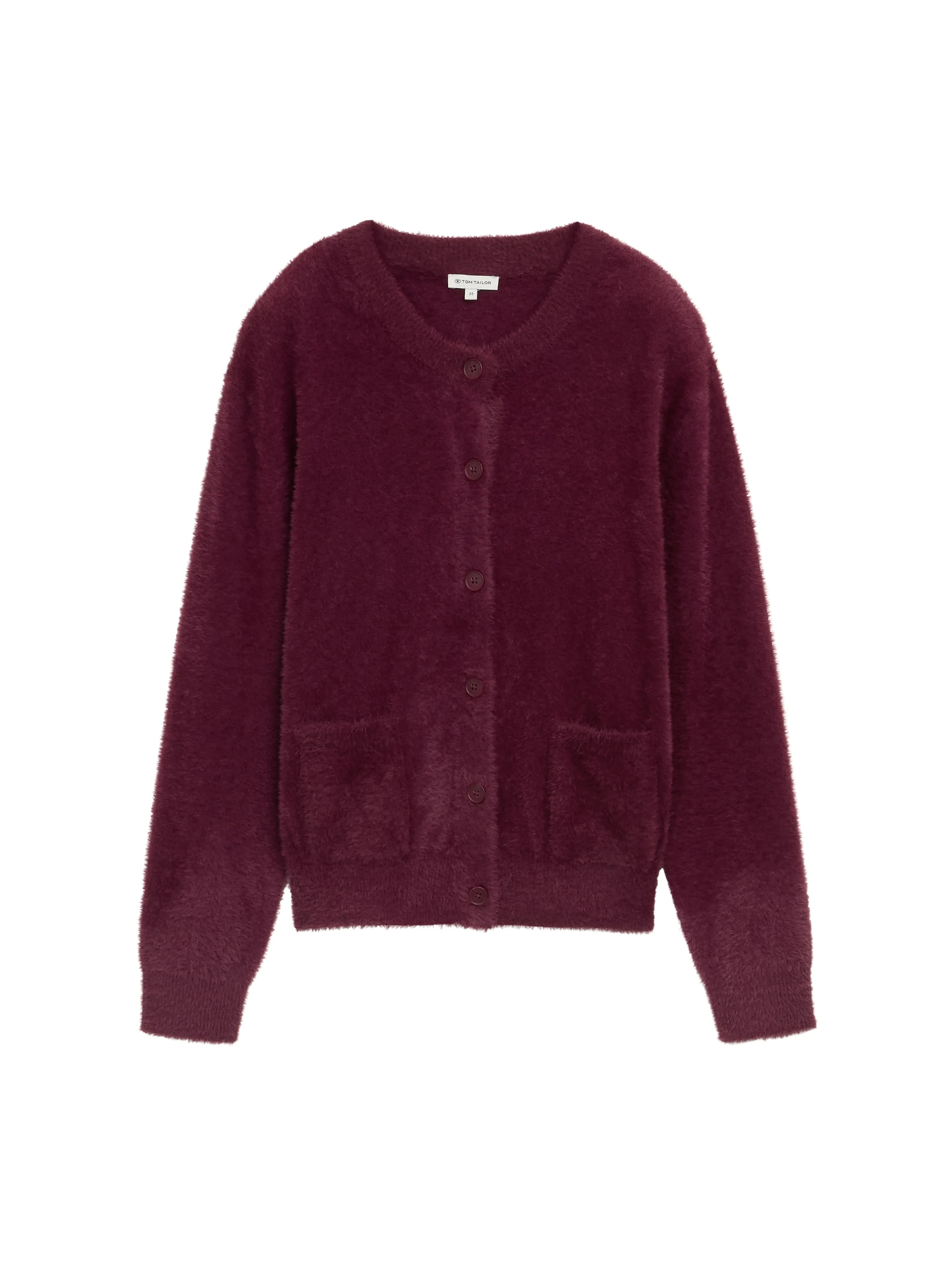 Tom Tailor_Black_Feather Yarn Cardigan with Button Placket_1048318_16427_04