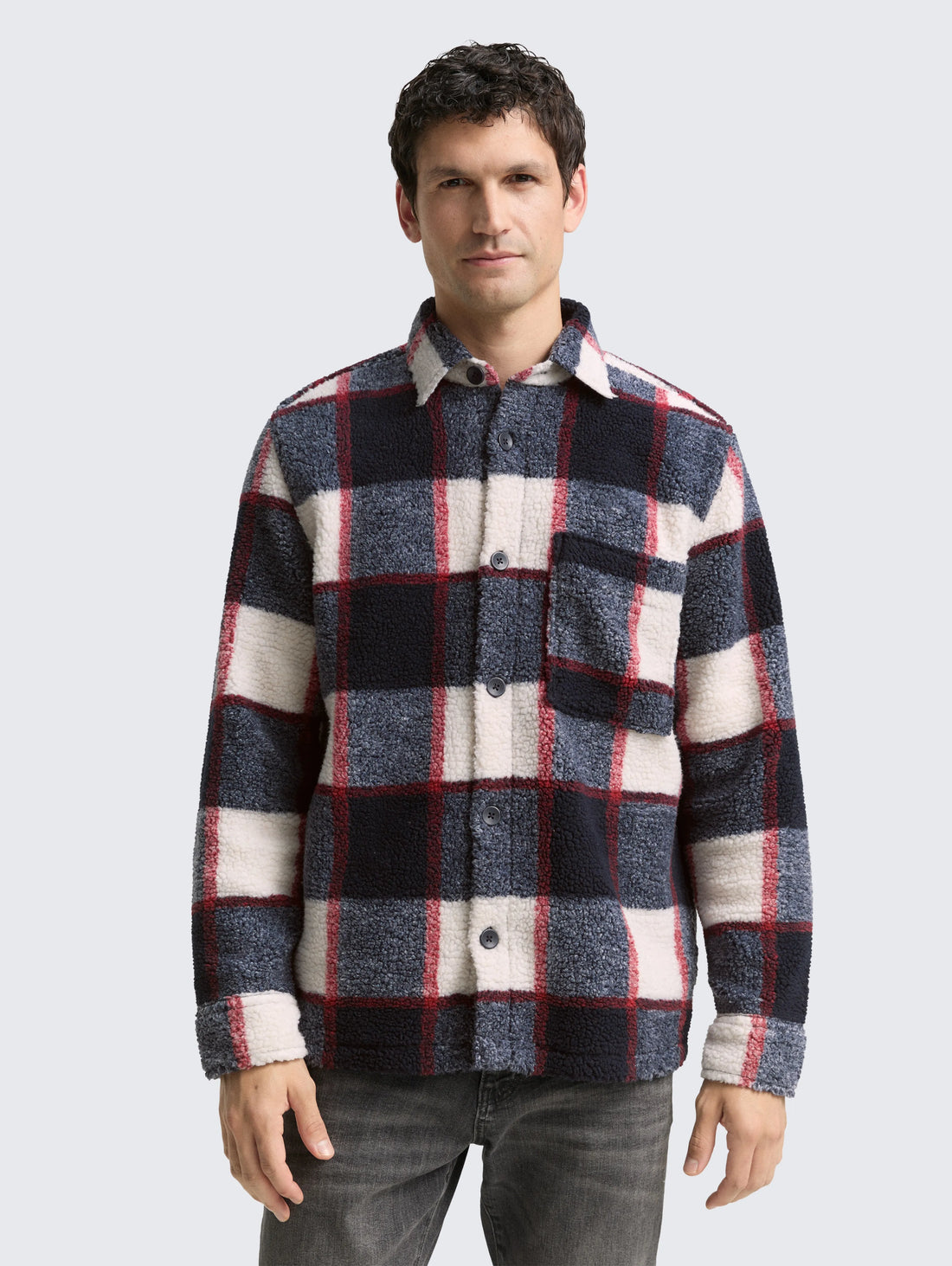 Tom Tailor_Beige_Teddy Overshirt with Checked Pattern_1048435_38950_02