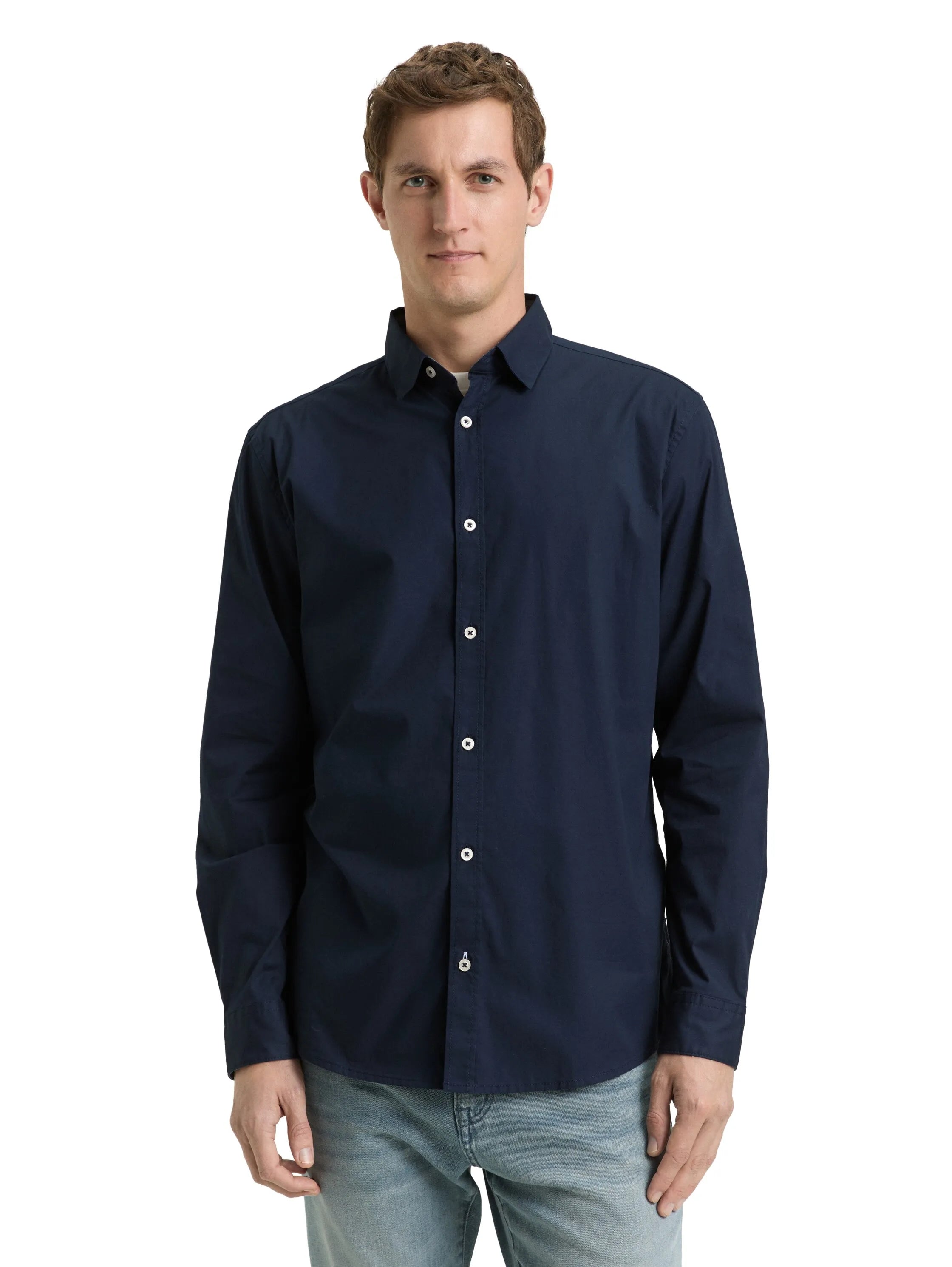 Tom Tailor Sky Captain Blue Men Regular Fit Shirt with Stretch SKU: 1048449_10668 Image 03