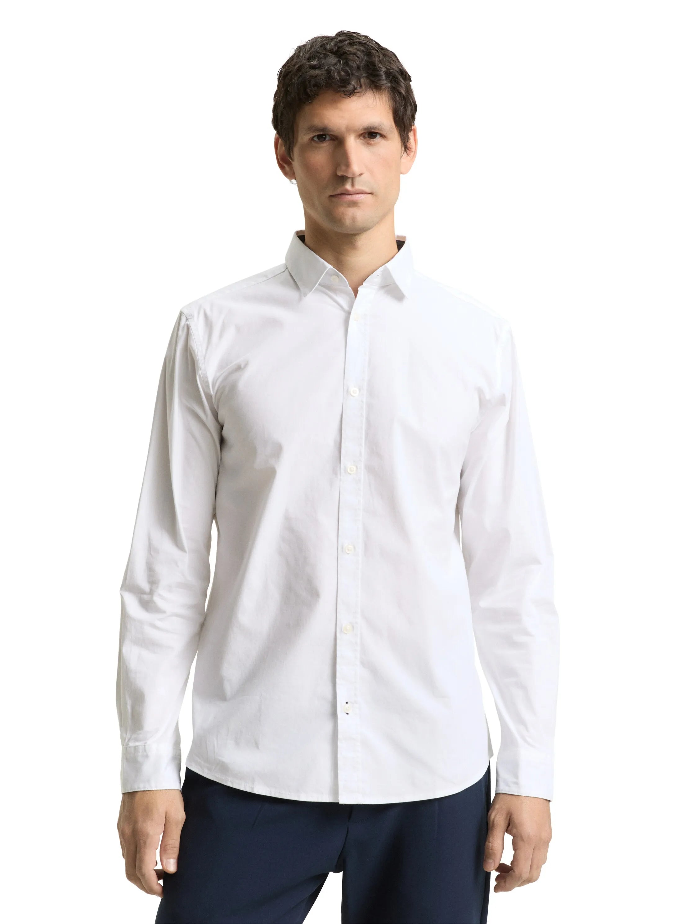 Tom Tailor White Men Regular Fit Shirt with Stretch SKU: 1048449_20000 Image 03