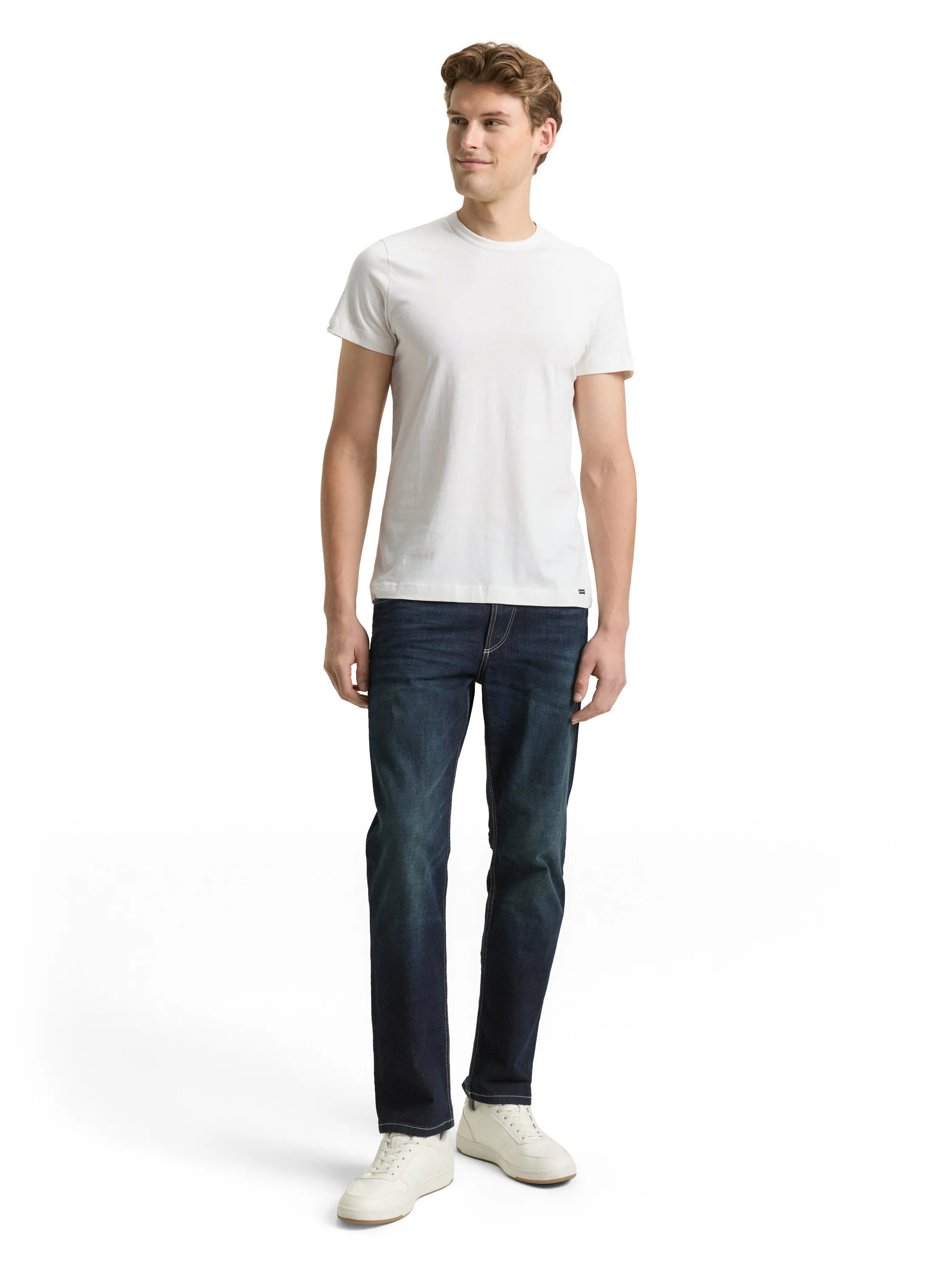 Tom Tailor Gardenia White Men Slim-Fit Cotton T-Shirt SKU: 1048598_10348 Image 01