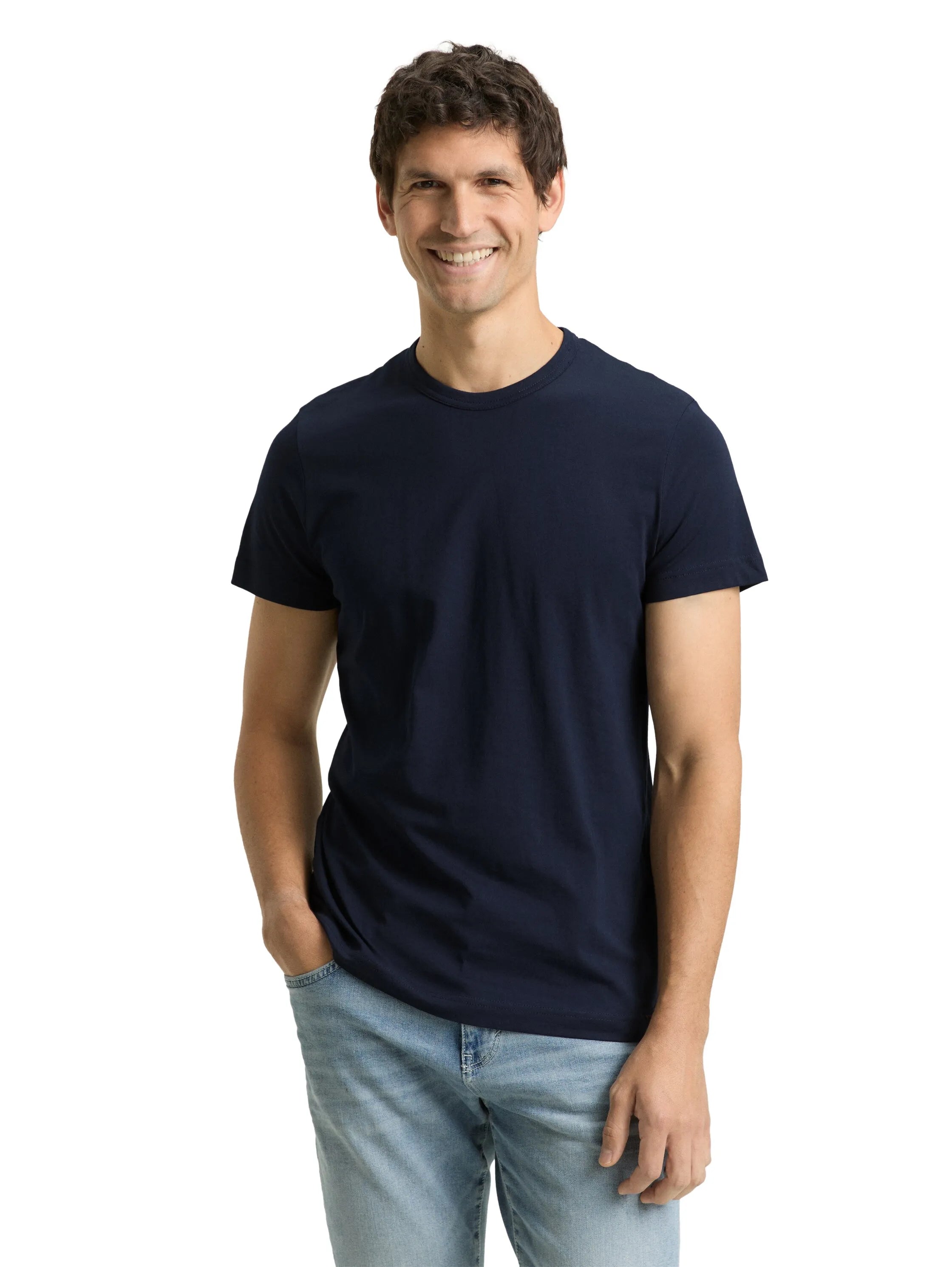 Tom Tailor Sky Captain Blue Men Slim-Fit Cotton T-Shirt SKU: 1048598_10668 Image 03