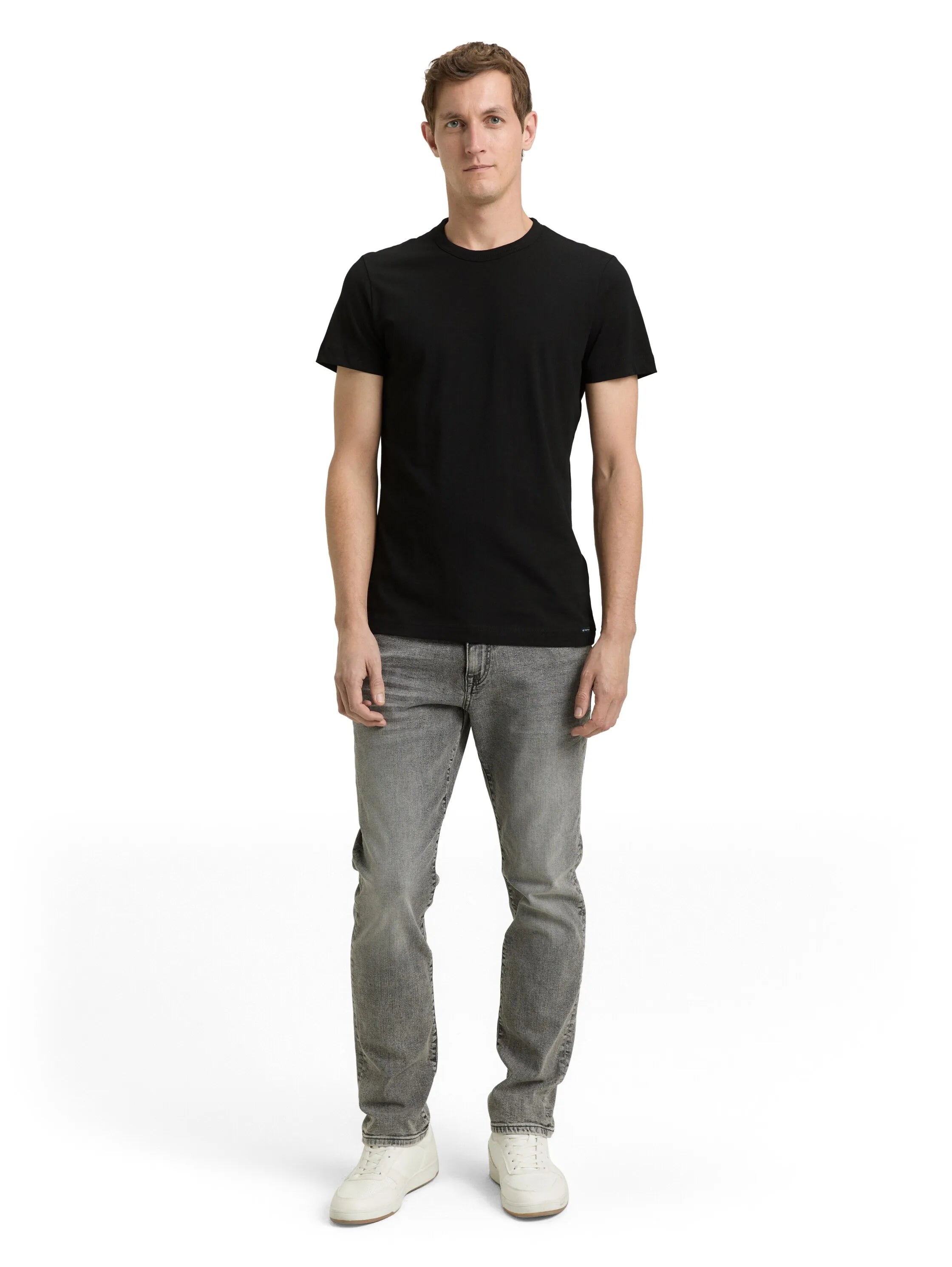 Tom Tailor Black Men Slim-Fit Cotton T-Shirt SKU: 1048598_29999 Image 01