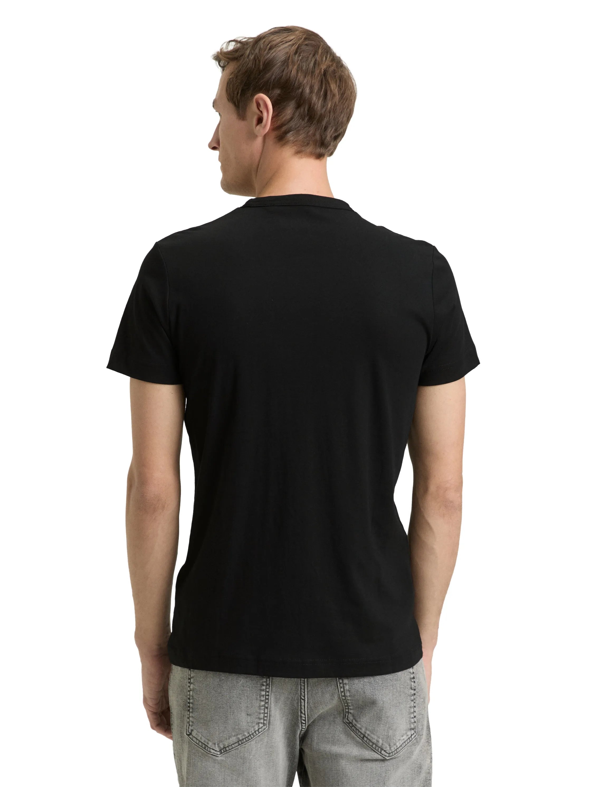 Tom Tailor Black Men Slim-Fit Cotton T-Shirt SKU: 1048598_29999 Image 02