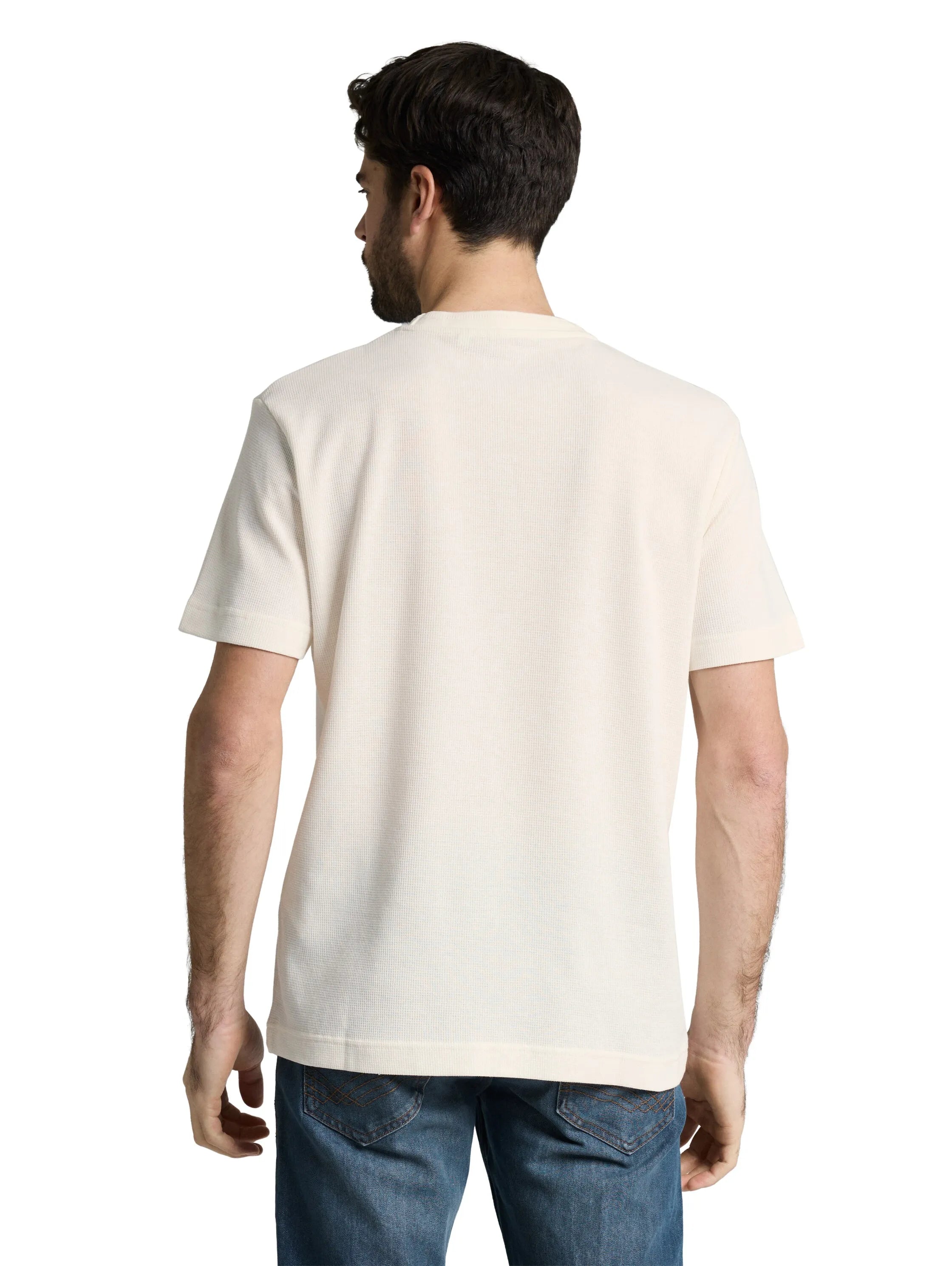 Tom Tailor Gardenia White Men T-Shirt with Waffle Texture SKU: 1048599_10348 Image 02